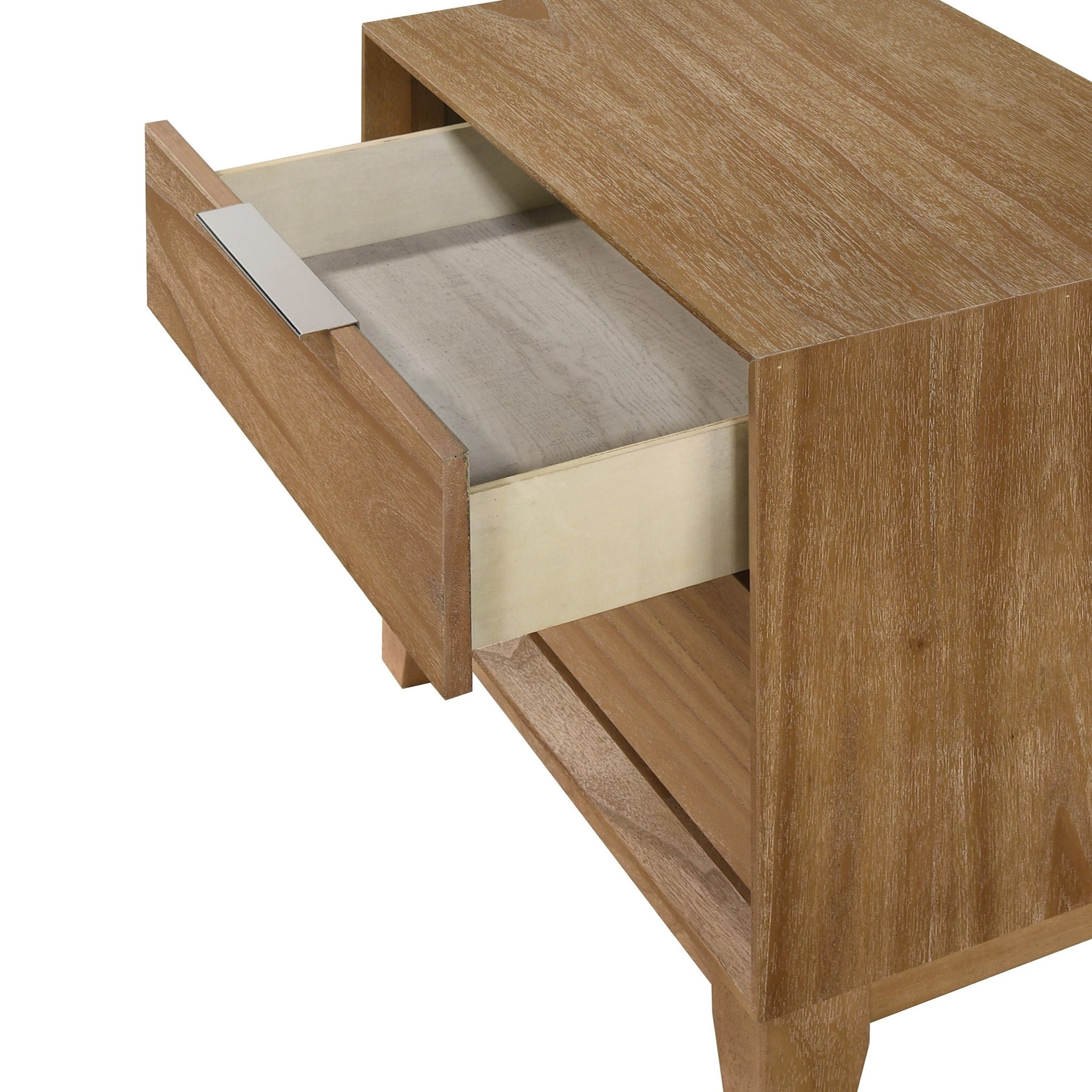 1 Piece 2 Drawer Nightstand - Natural Wood