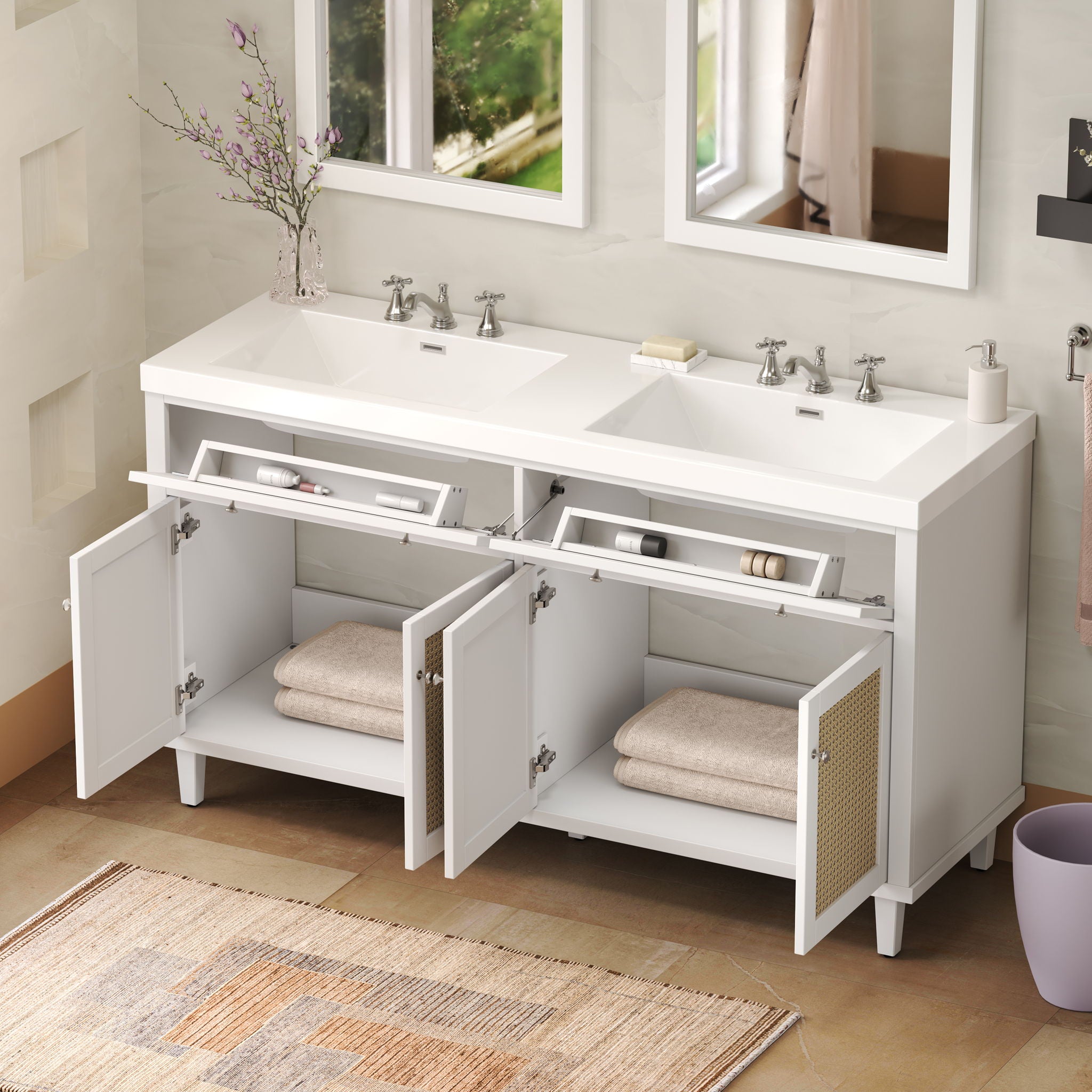 Bathroom Vanity With Double Sink, Large Storage Space