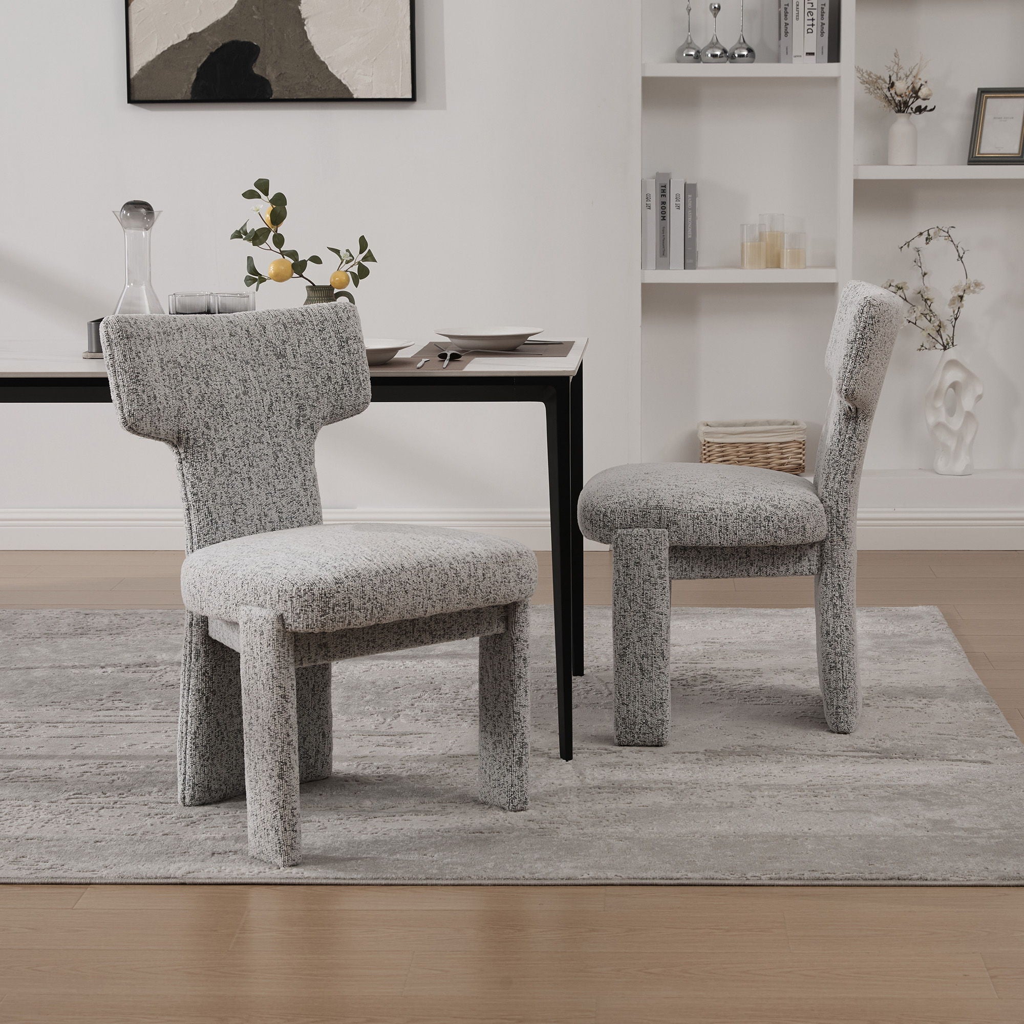 Armless Curved Back Accent Chairs (Set of 2)