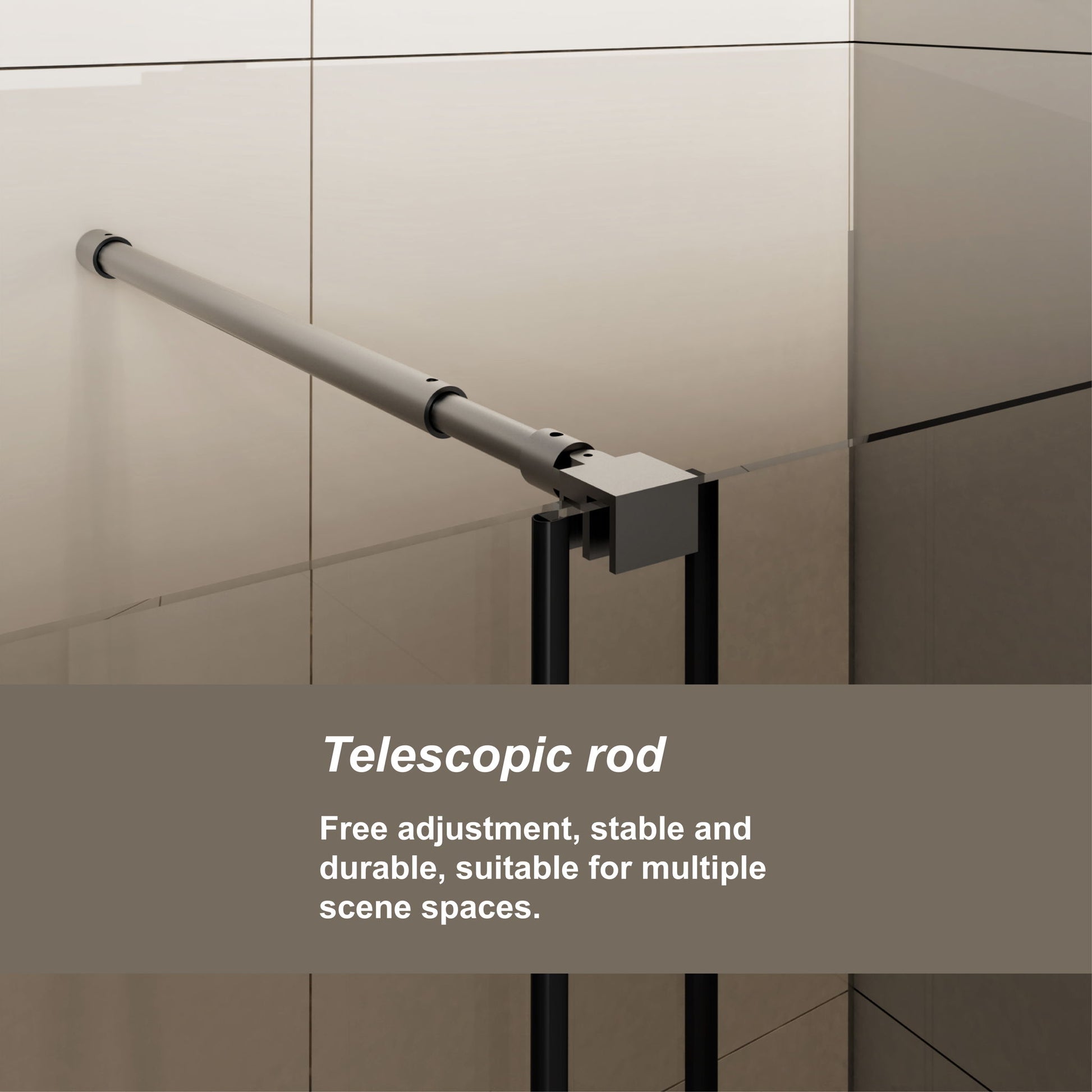 Glass Shower Door, Shower Sliding Door Walk In Shower Screen Dual Usage, 1 / 4" Thick Glass Panel With Stainless Steel Handle, Supporting Bar - Black - Best Buy Furniture