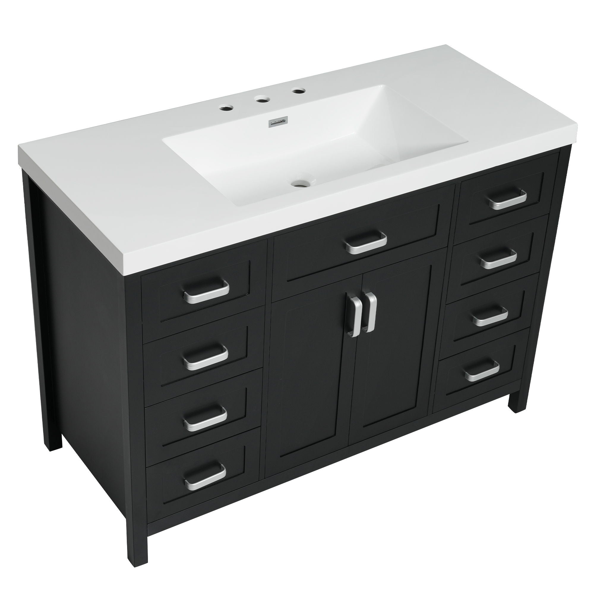 Bathroom Vanity With Sink, 2 Doors 8 Drawers, Soft Close System, Classic Design