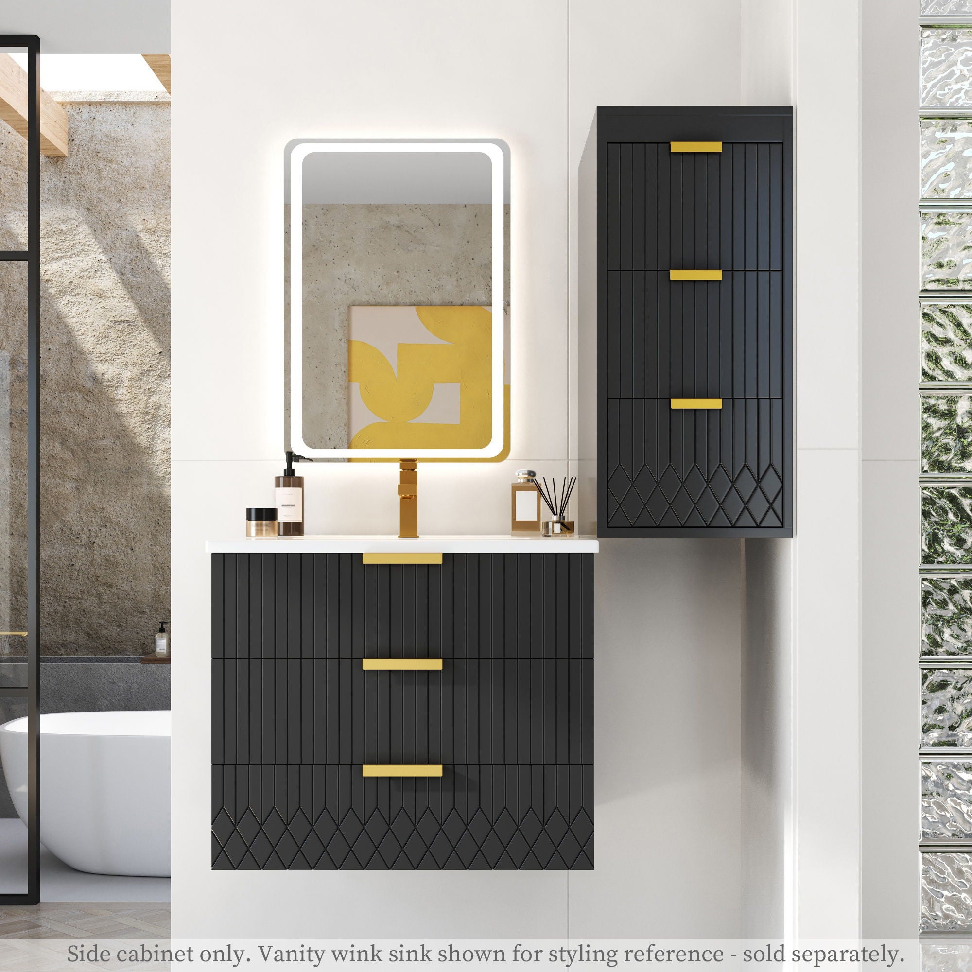 Modern Wall Mounted Floating Cabinet With Drawers For Bathroom