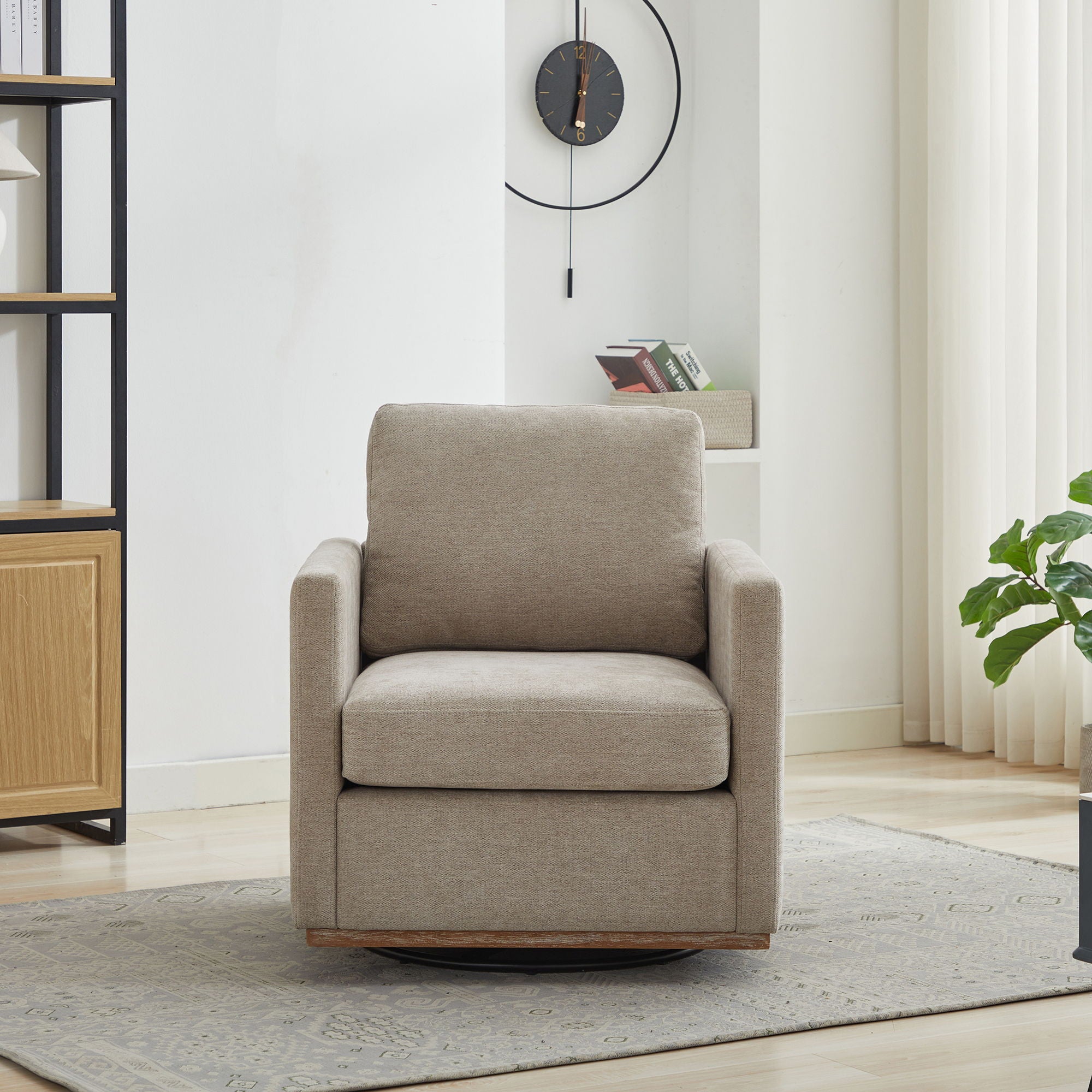 Square Upholstered Swivel Accent Chair For Living Room