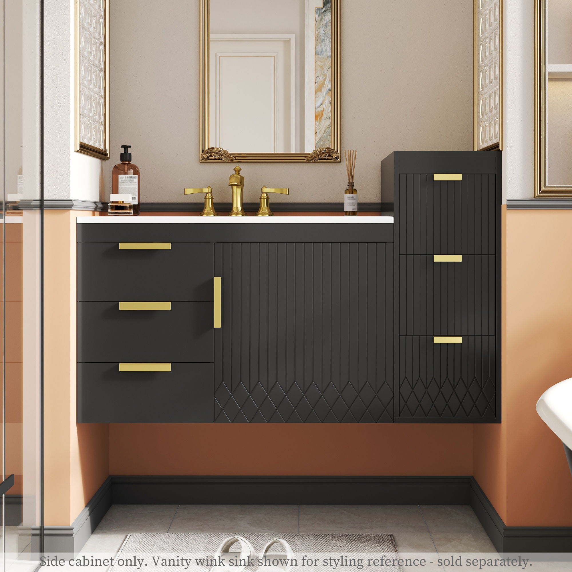 Modern Wall Mounted Floating Cabinet With Drawers For Bathroom