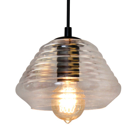 Torus Triangle Industrial Pendant with Clear Glass by LumiSource
