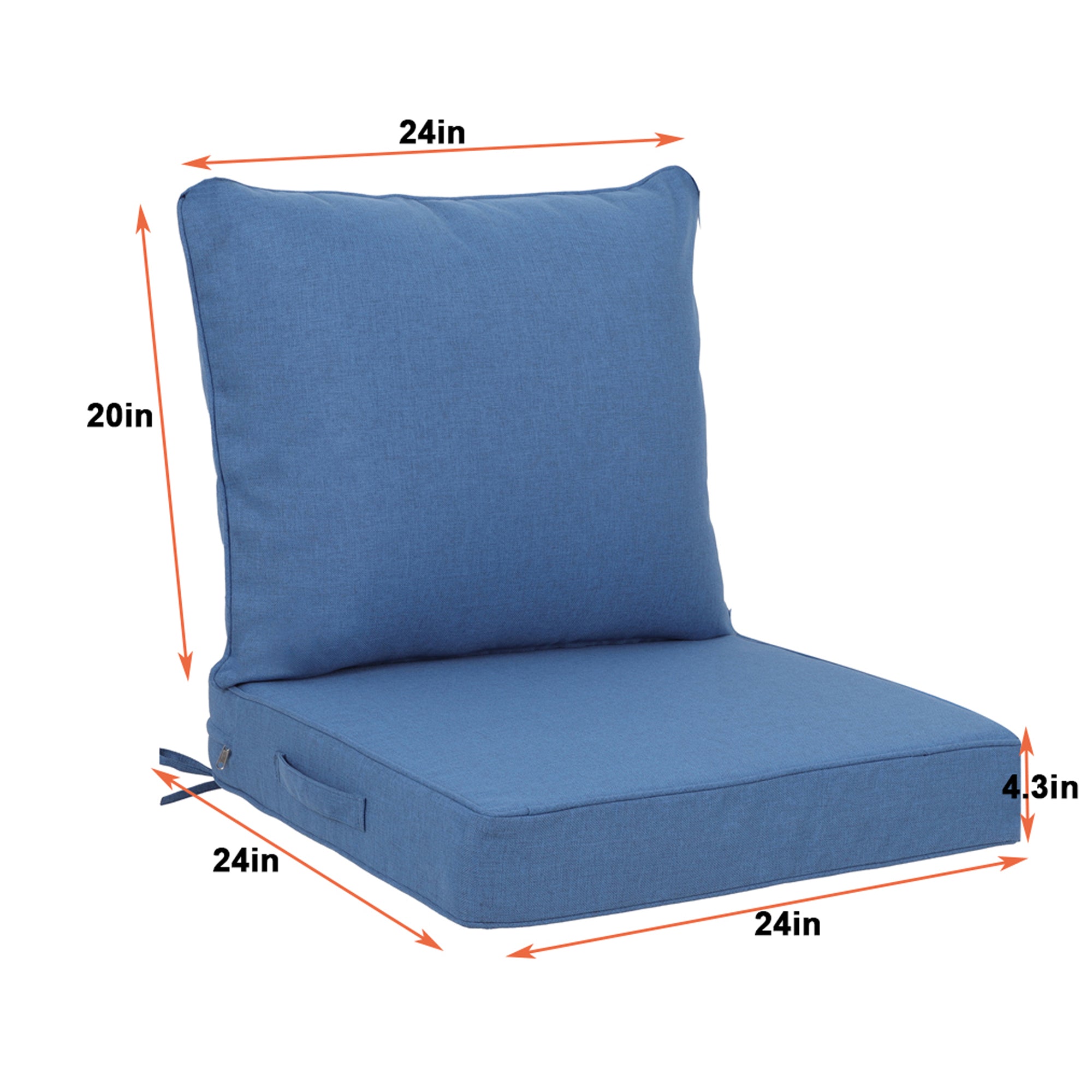 Outdoor Deep Seat Cushion Set - Navy Blue, 24x24 Inch