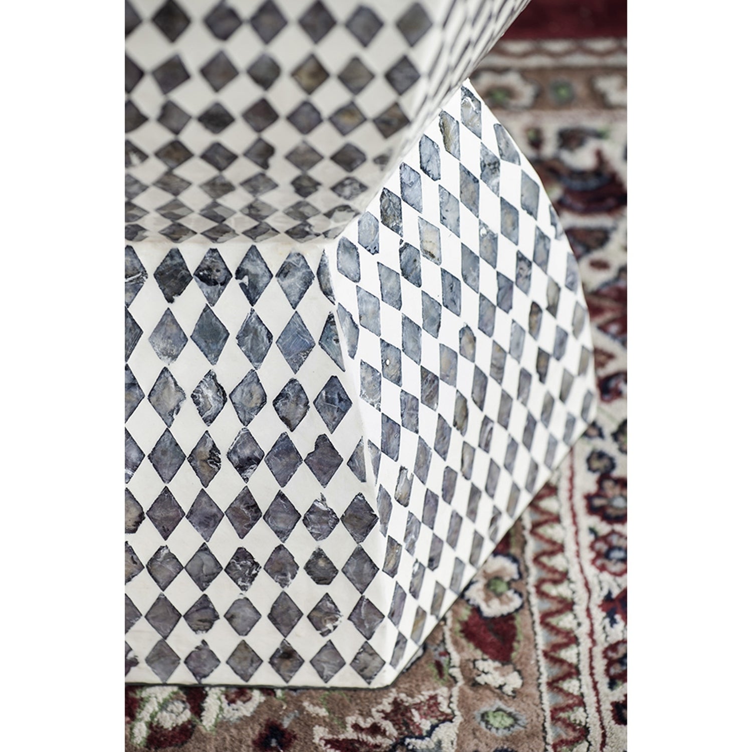 15x13x17' Hexagonal Garden Capiz Stool Accent Side Table