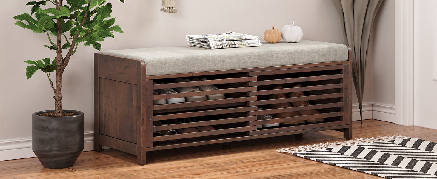 Shoe Bench with Storage and Cushion (Espresso) - Best Buy Furniture