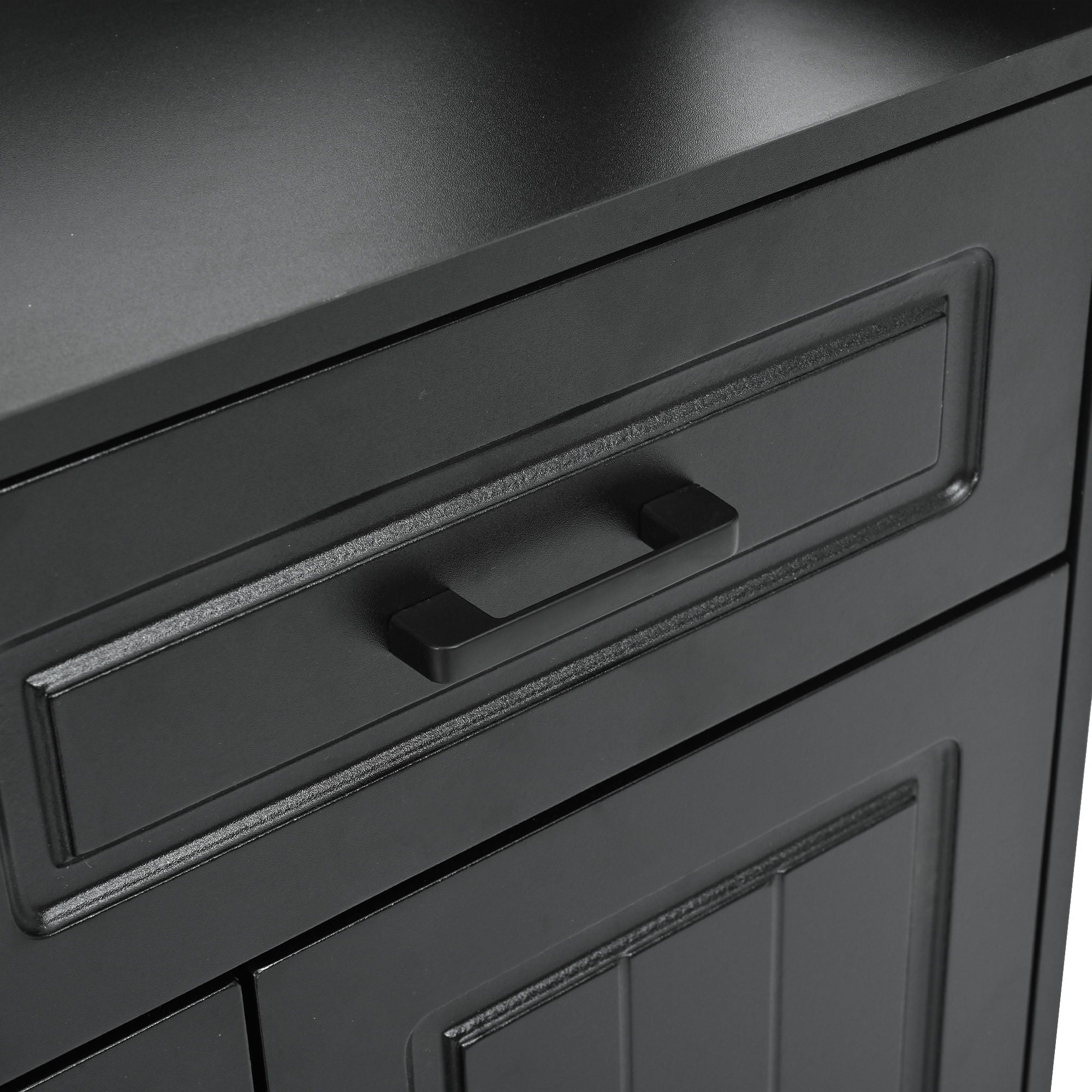 Minimalist 4 Door Shoe Cabinet With Coat Rack, 3 Drawers, 8 Shelves, Metal Hooks And Handles