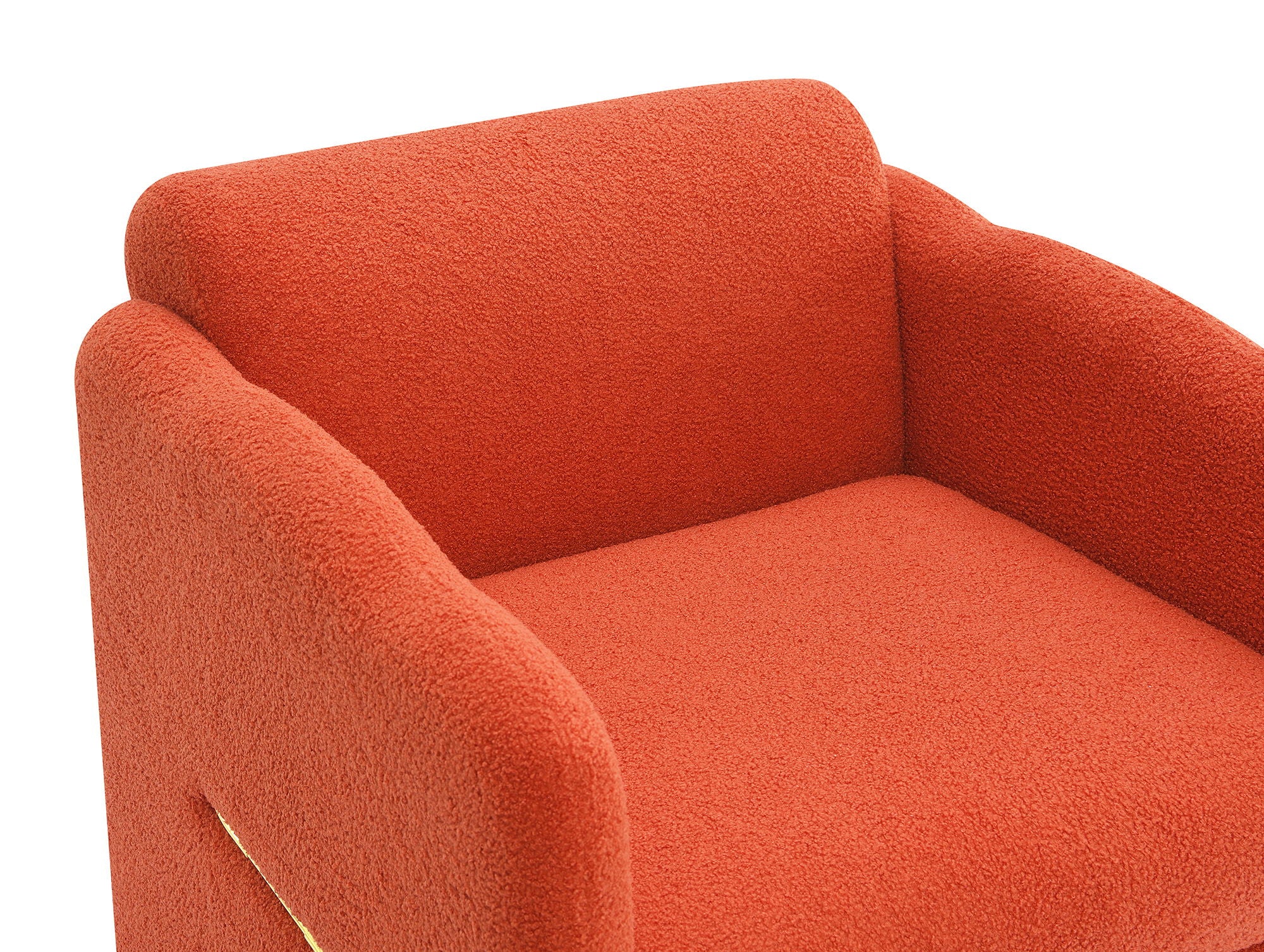 Arm Chair With Waved Arms, Metal Decoration On Both Side Arms