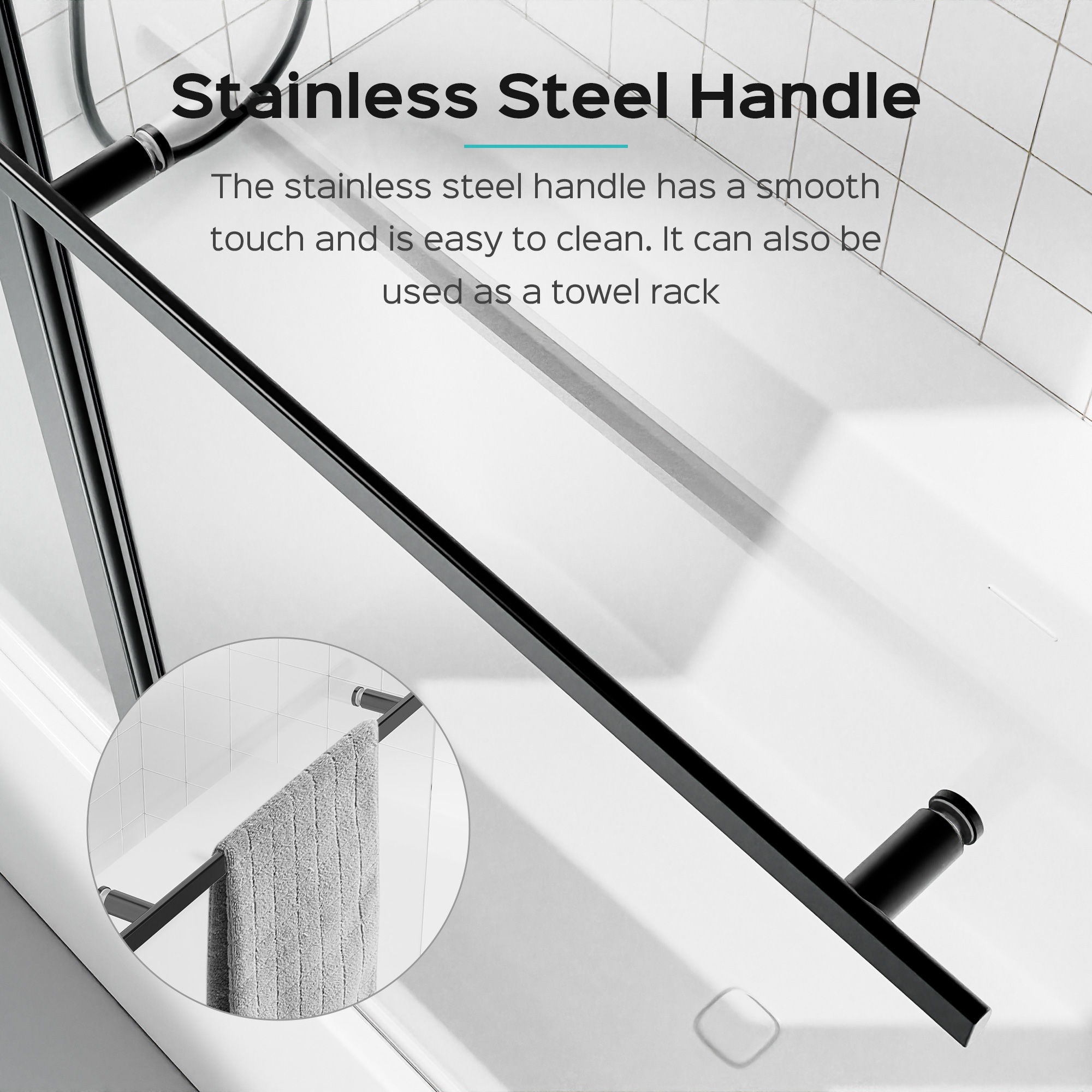 Frameless Folding Shower Doors For Bathtub With Pivot Tub Glass Door, 1 / 4" Tempered Glass