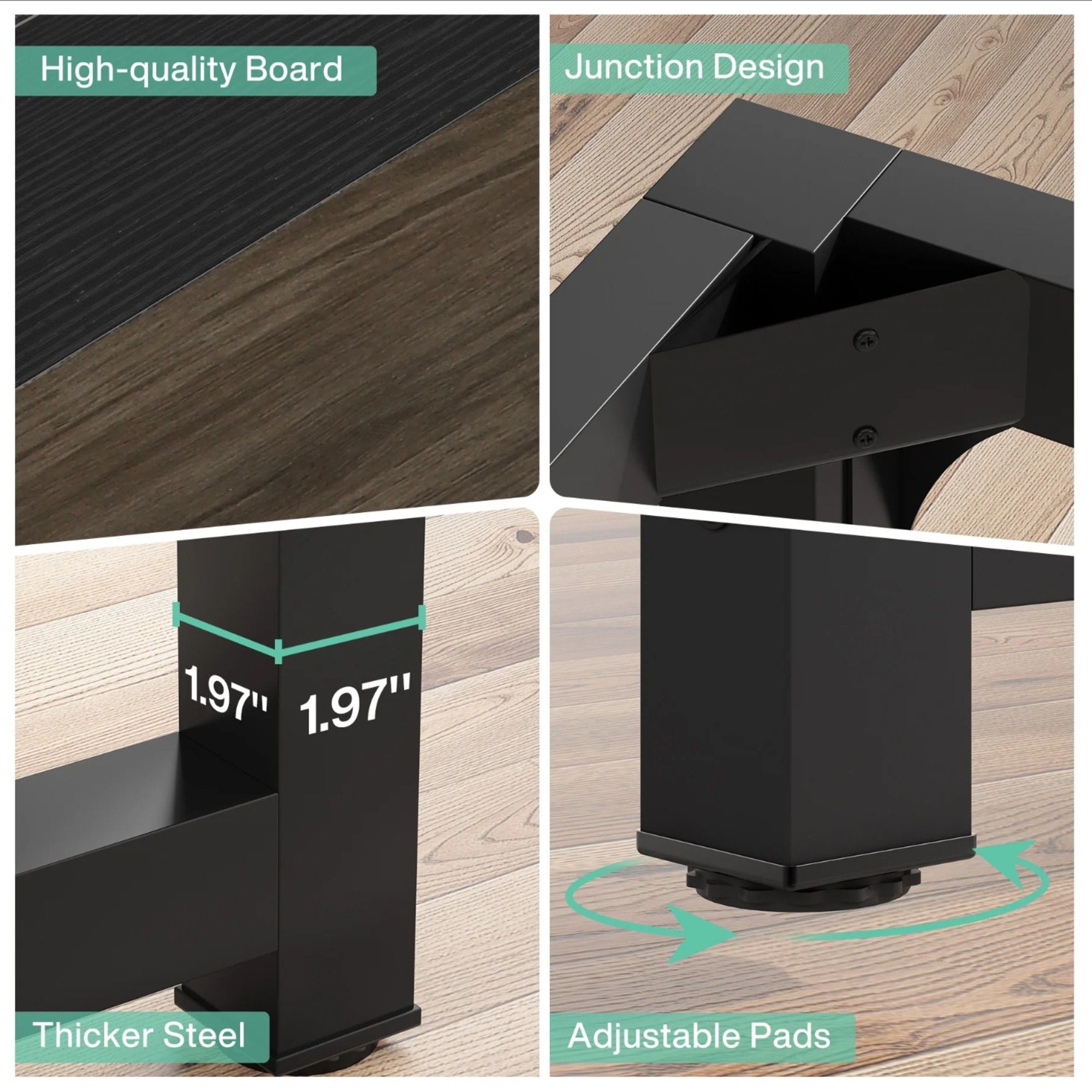 Large Computer Desk With Steel Frame For Home Office Workstation