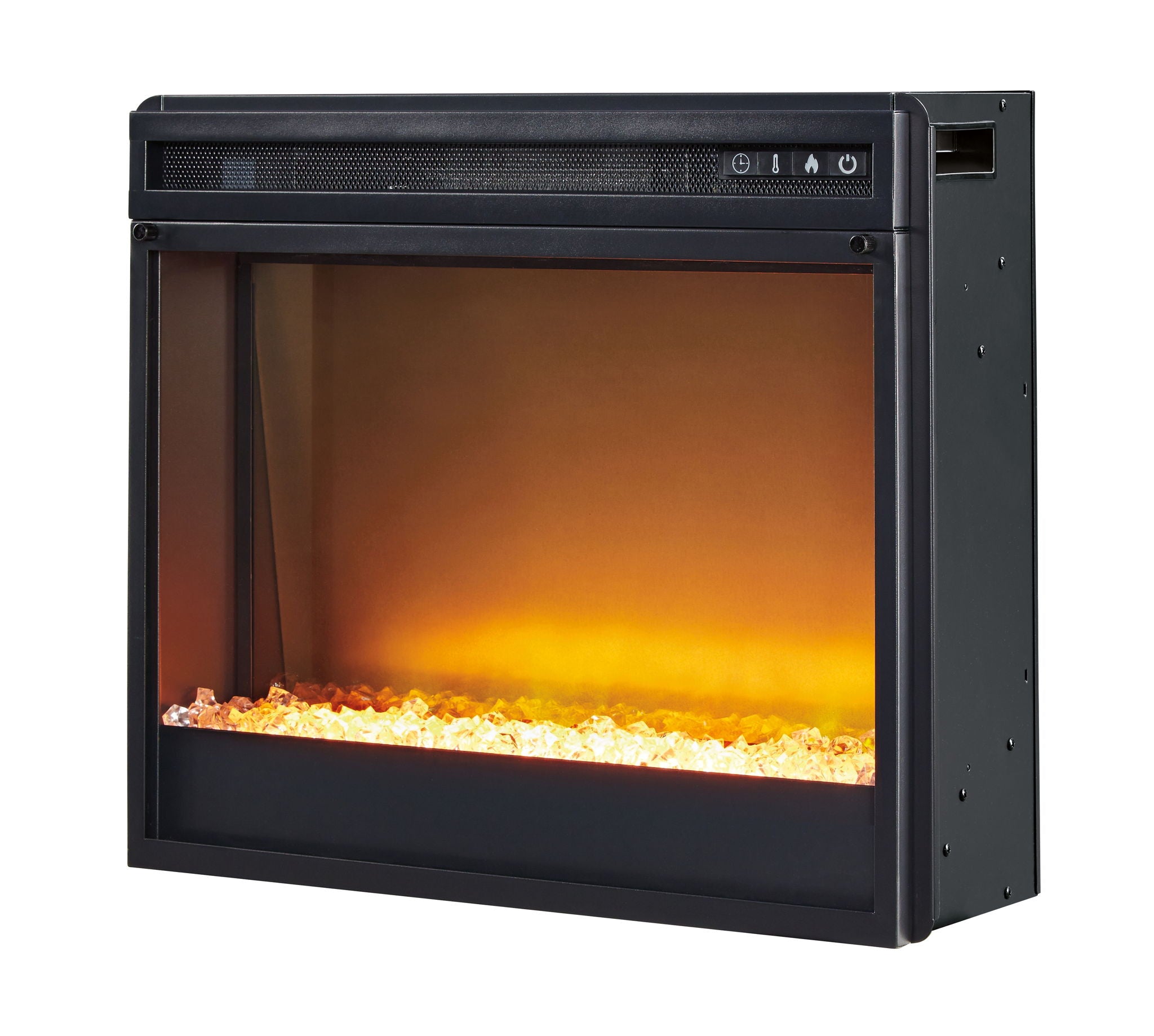 Entertainment Accessories - Black - Fireplace Insert Glass/Stone