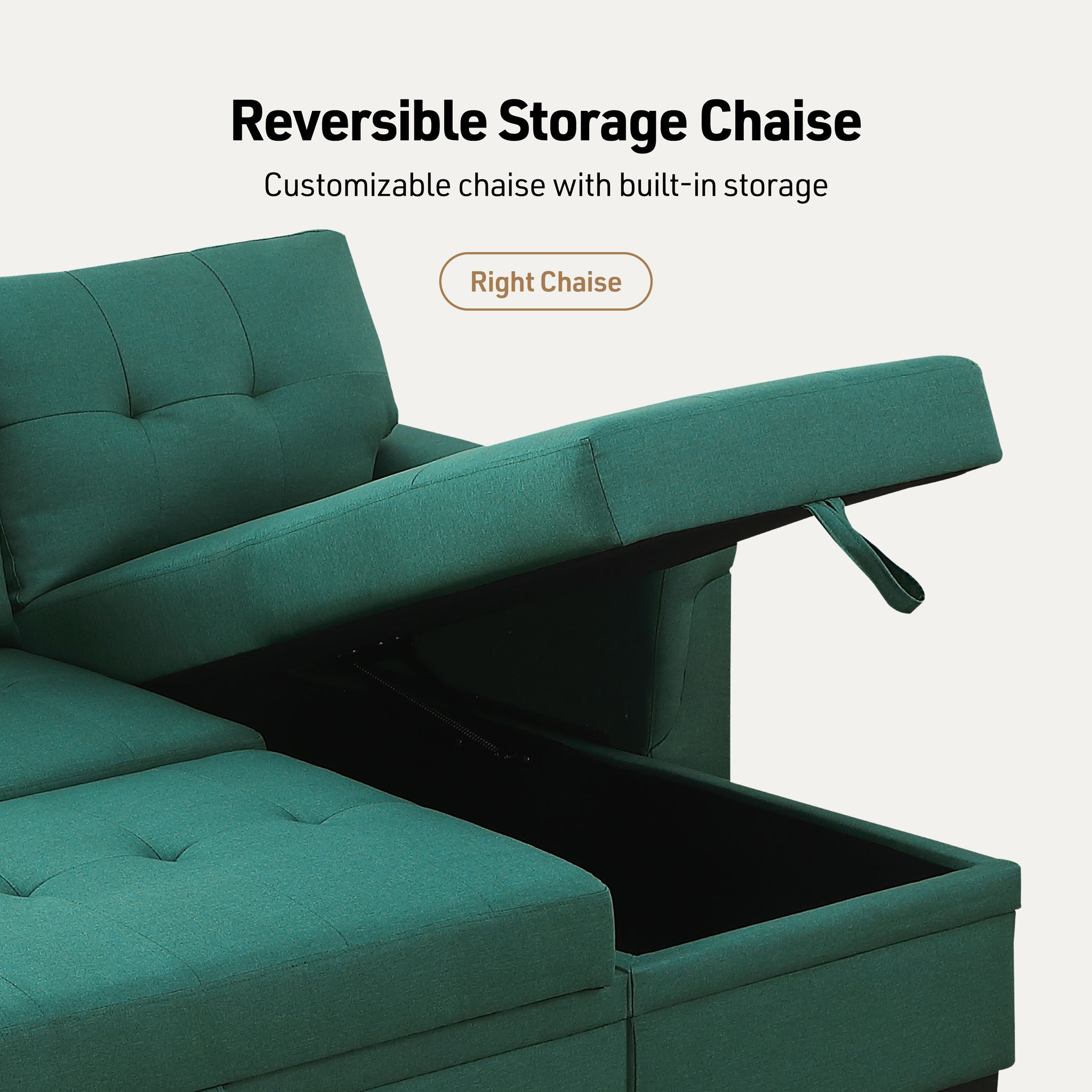 Lucca - Linen Reversible Sleeper Sectional Sofa With Storage Chaise