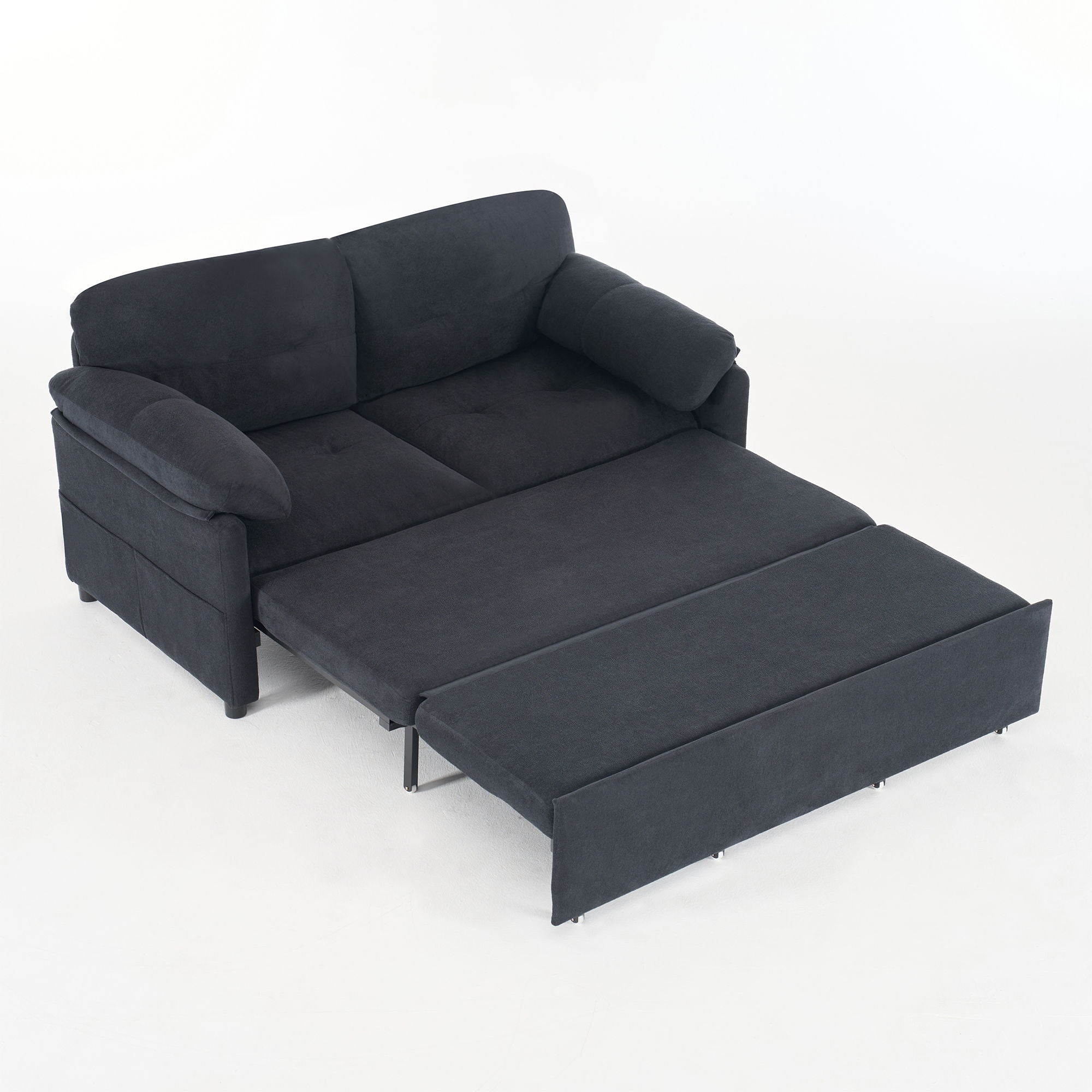Convertible Pull Out Sofa Bed Queen Size, 3 In 1 With Side Storage
