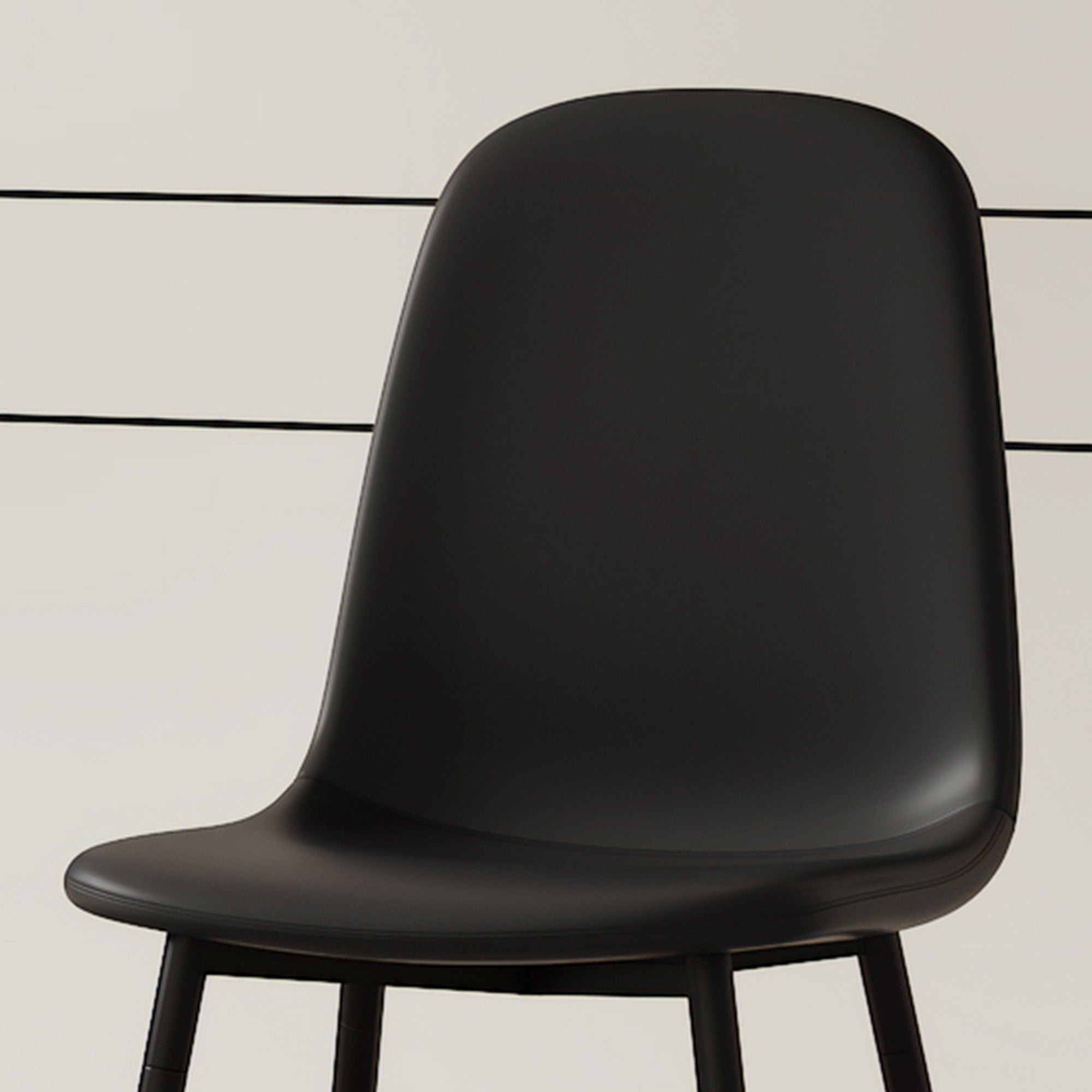 Modern Medieval Style Cushioned Side Chairs Set With Black Metal Legs For Kitchens