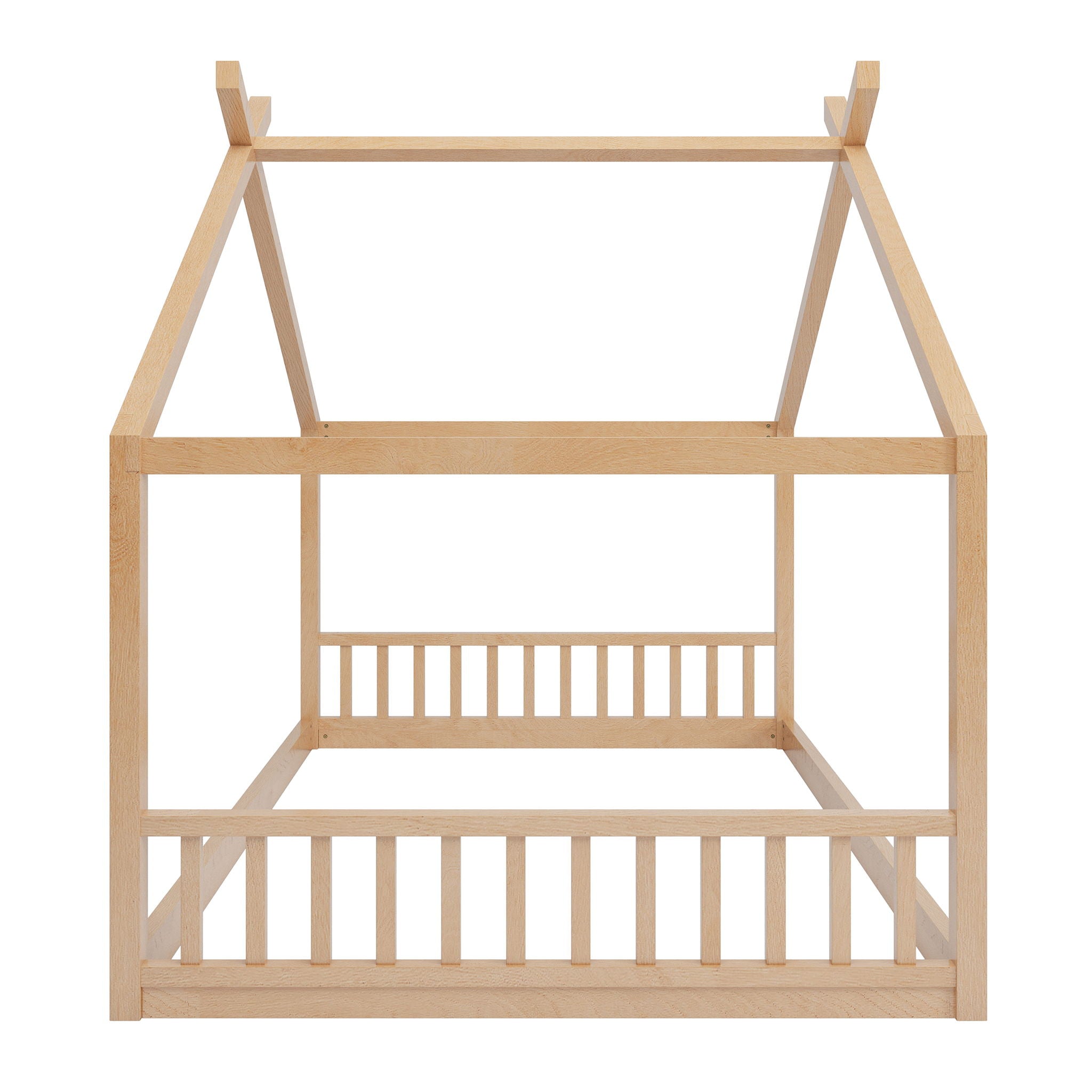 Montessori Style House Bed For Kids, Floor Bed Frame With Headboard And Footboard