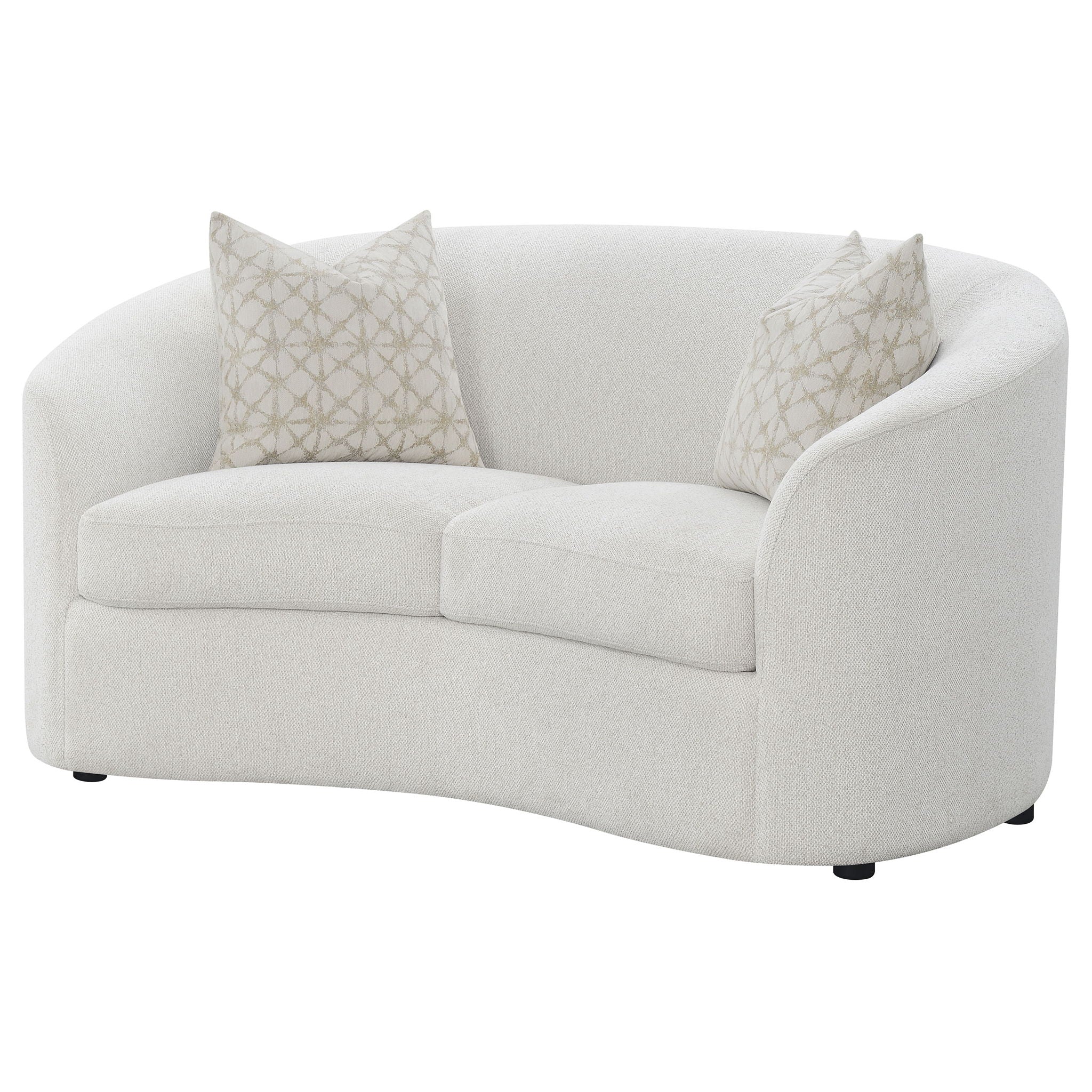 Rory - Sloped Arms Loveseat With Pillows - White