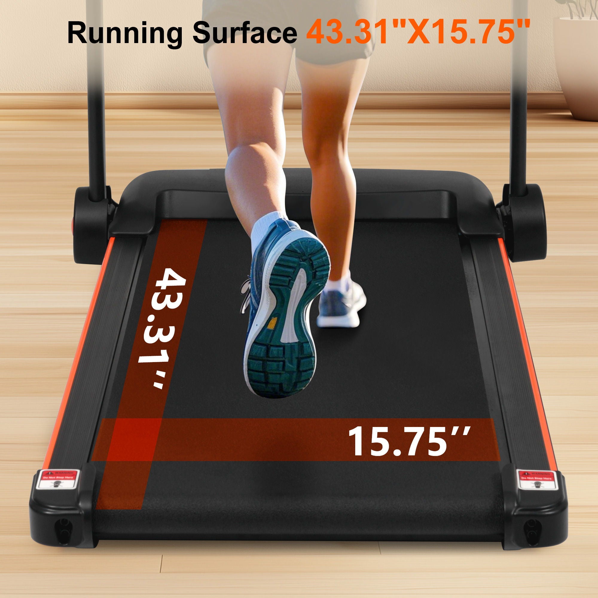 2.5Hp Quiet Folding Treadmill With Heart Rate Sensor, 300Lbs Weight Capacity, With USB Charge Station For Android & Bluetooth Speaker, 6 Shock Absorbing - Black
