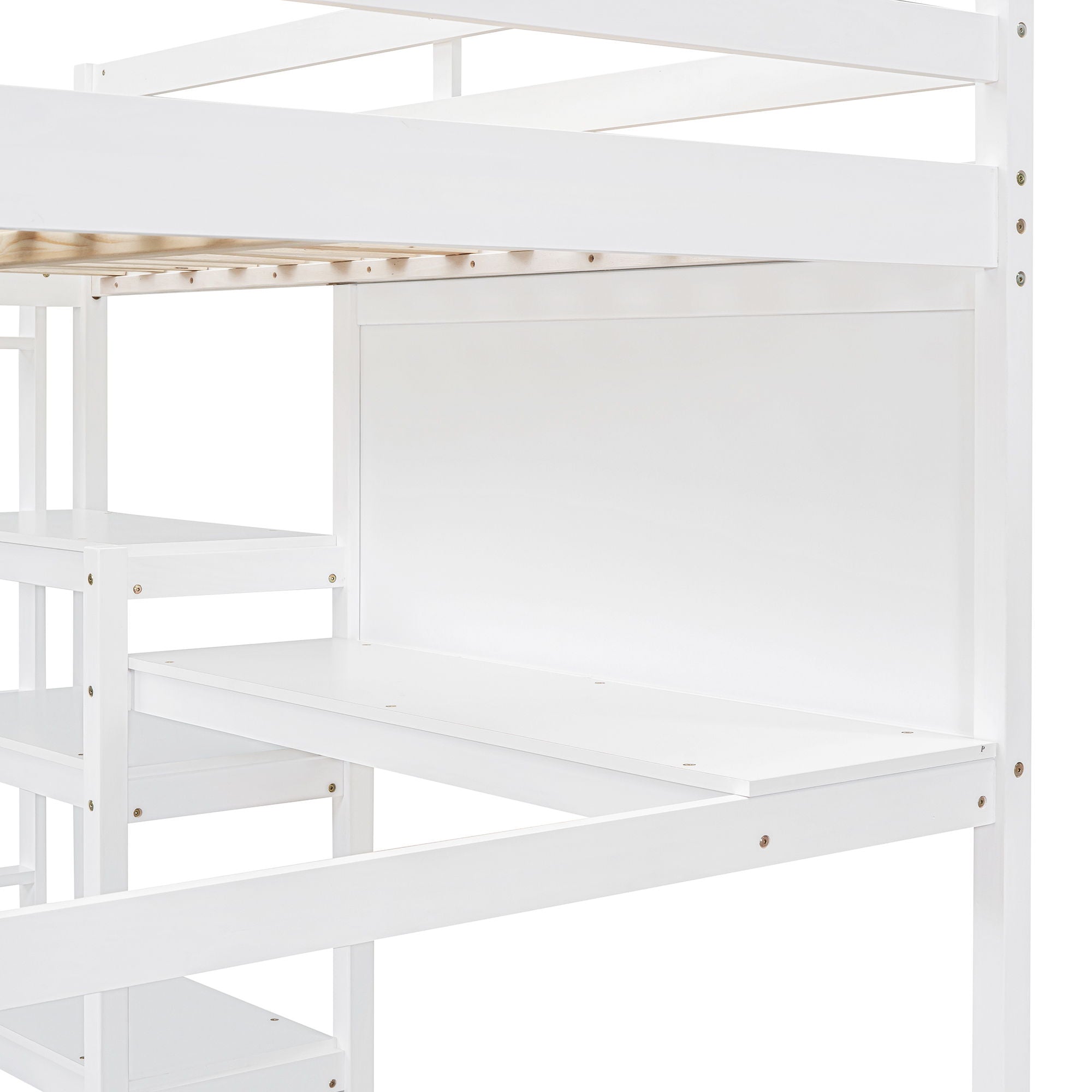 Loft Bed With Shelves, Desk And Writing Board