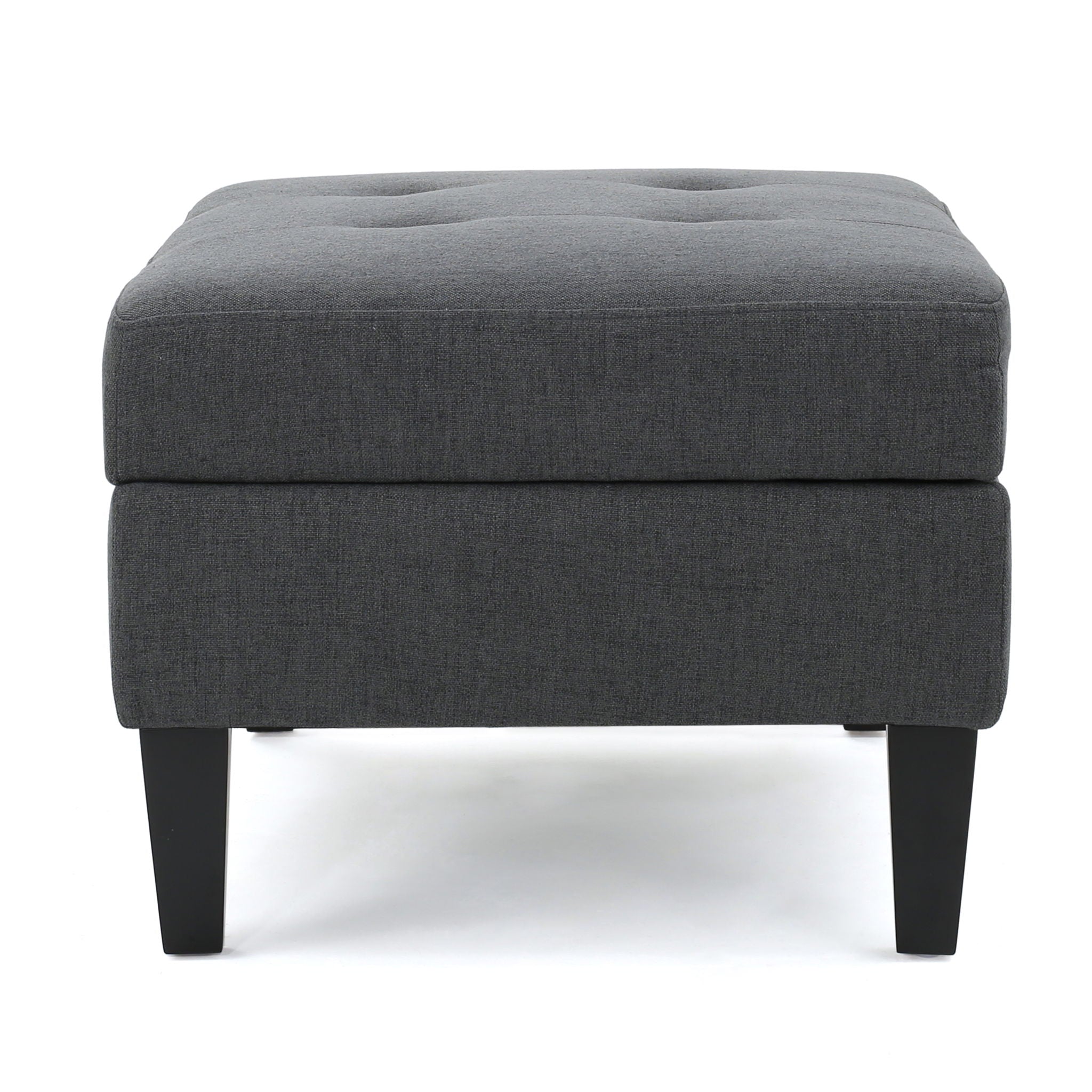 Ottoman With Birch Wood Legs And Cushioned Top For Comfort