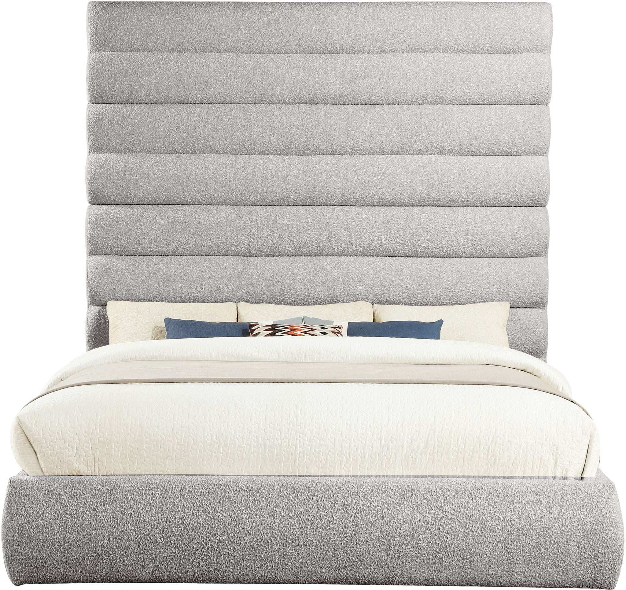 Adam - Boucle Fabric Bed With 89" Headboard