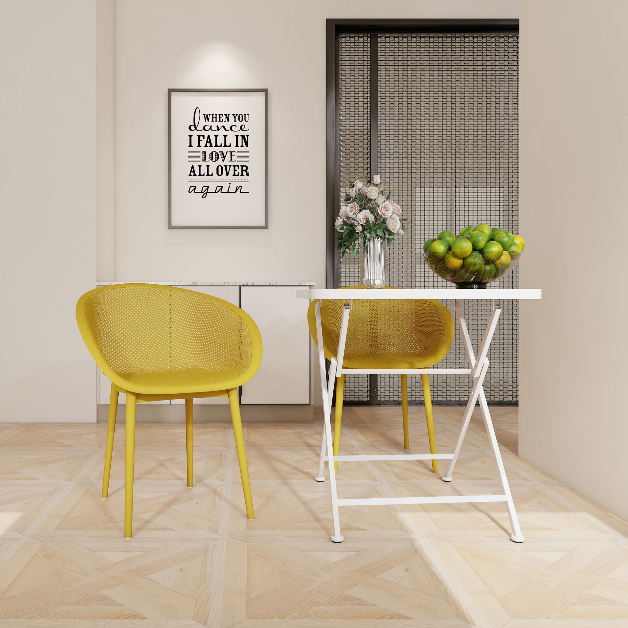 2 Piece Durable Single Chair With Mesh Hollow Out Design