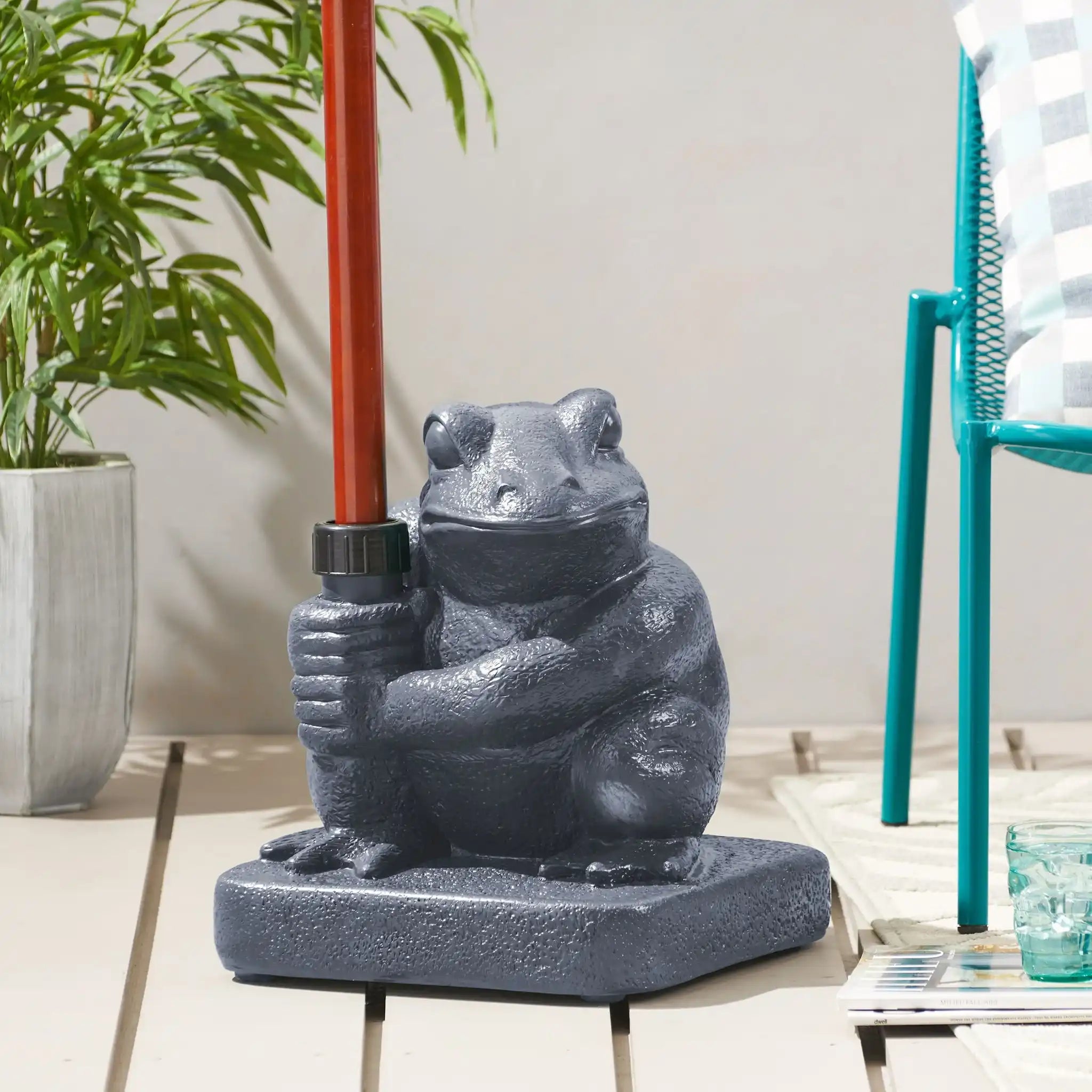 Whimsical - Frog Neptune Umbrella Base Concrete