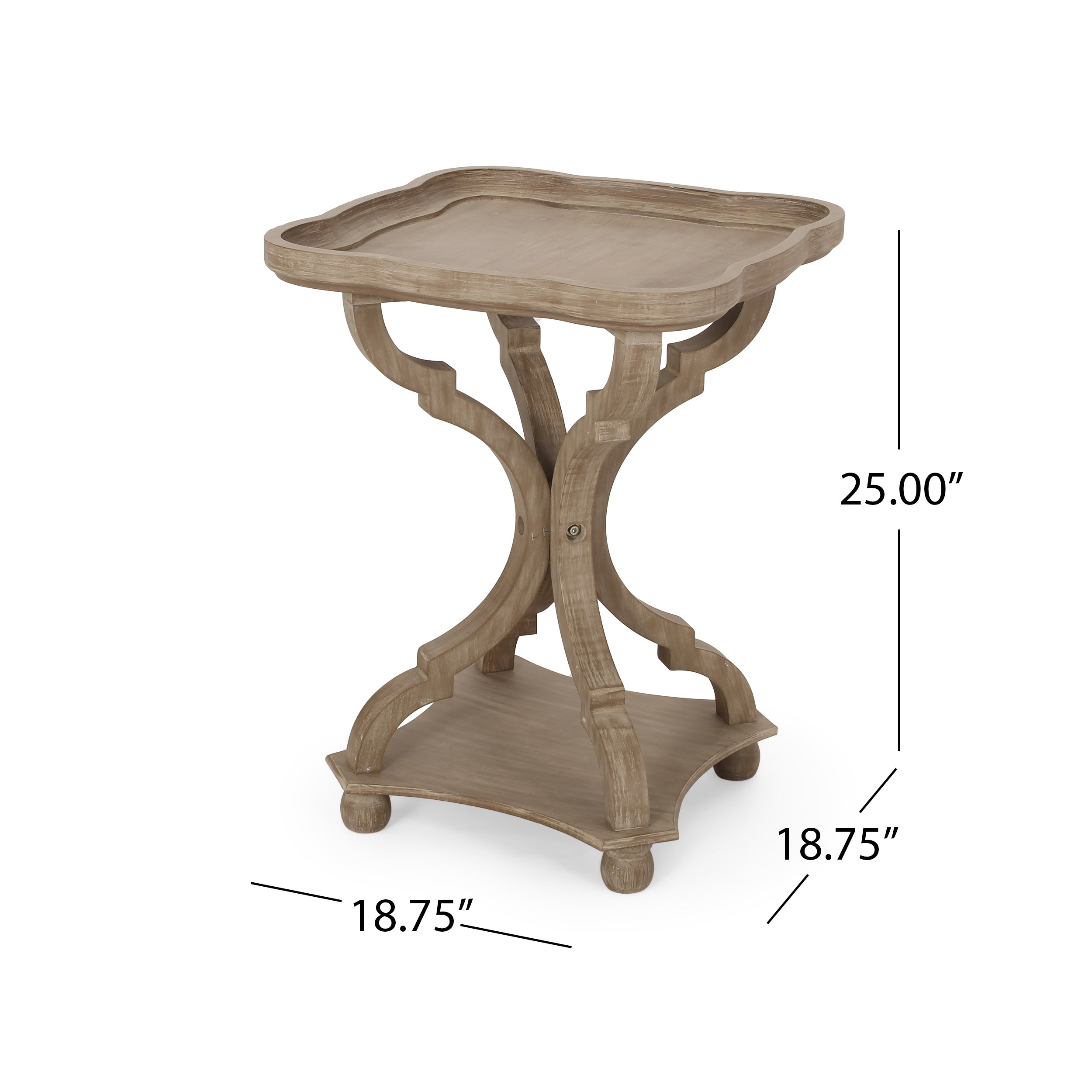 French Country Accent Table with Hourglass Design in Natural MDF