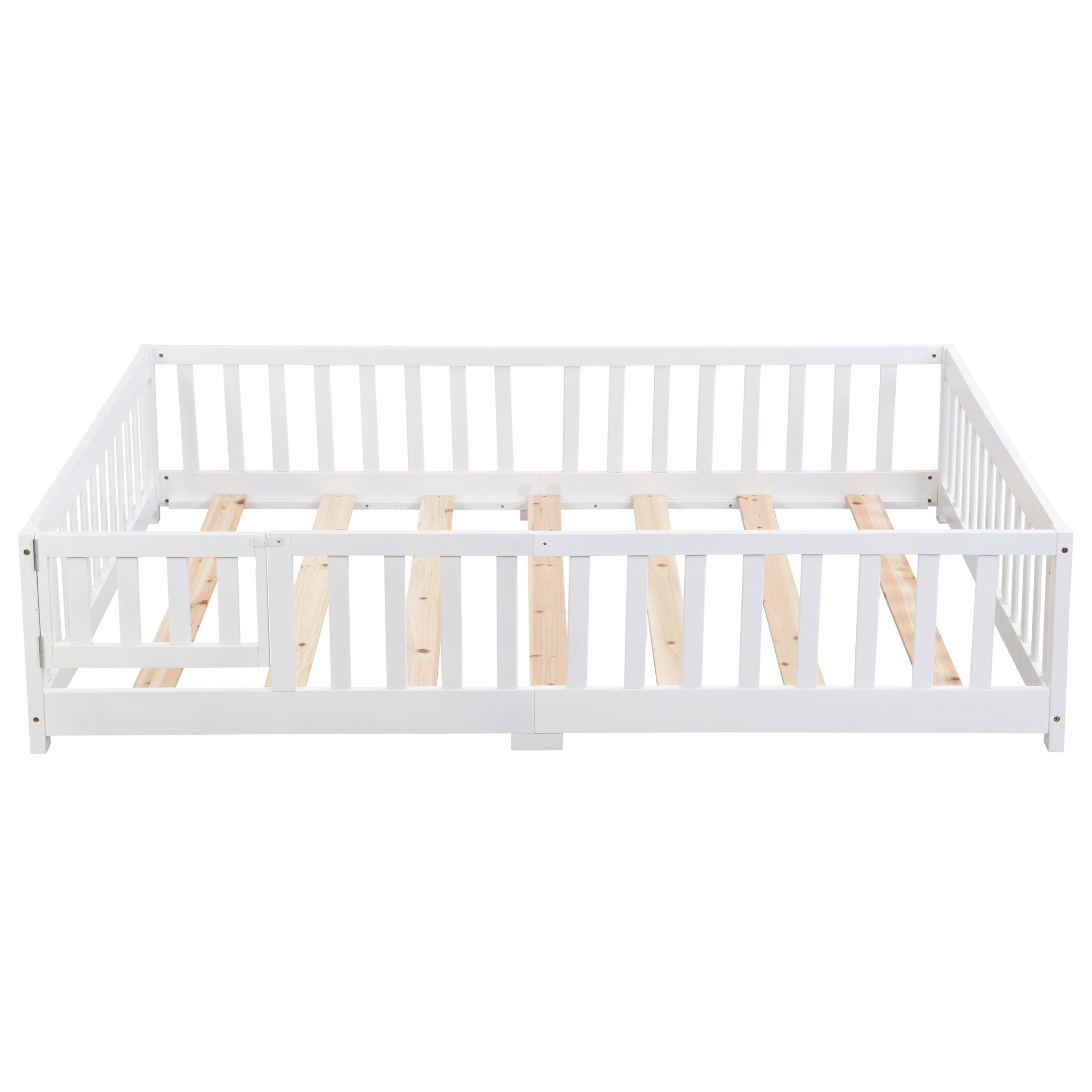 Solid Floor Bed With Door And Fence For Children