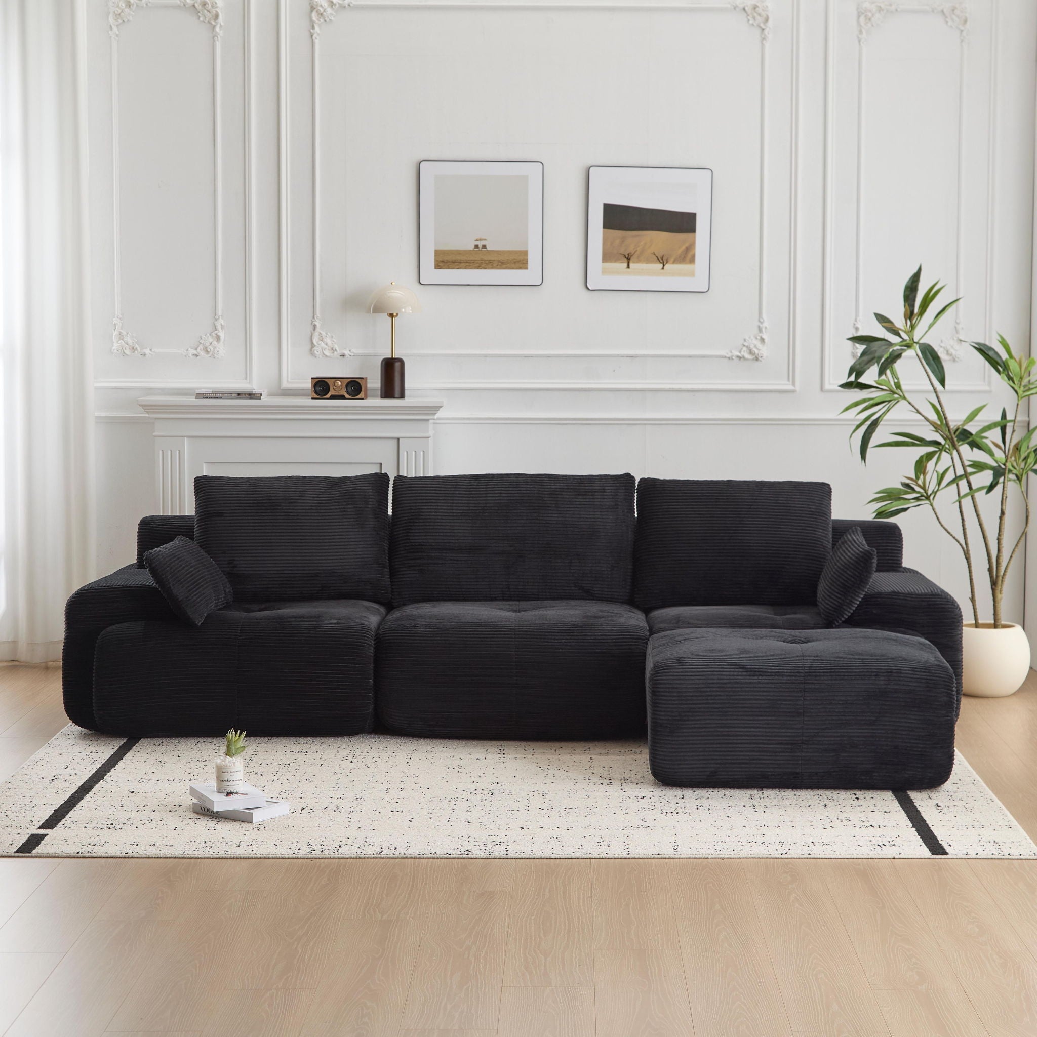 Compressed Sofa, Large Sectional Couches For Living Room - Black