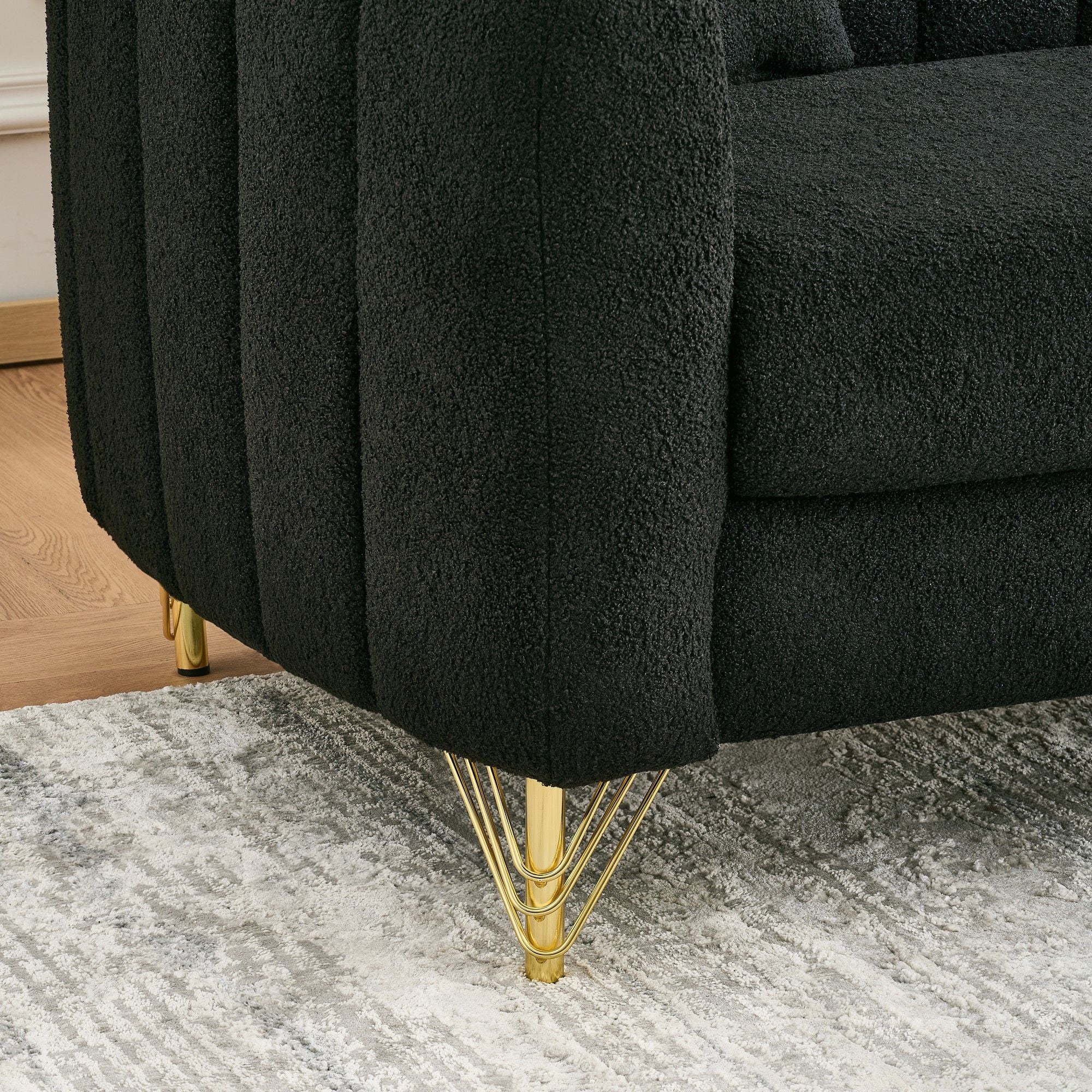 Oversized Sofa, 3 And 3 Seater, Tufted Couch For Living Room - Black