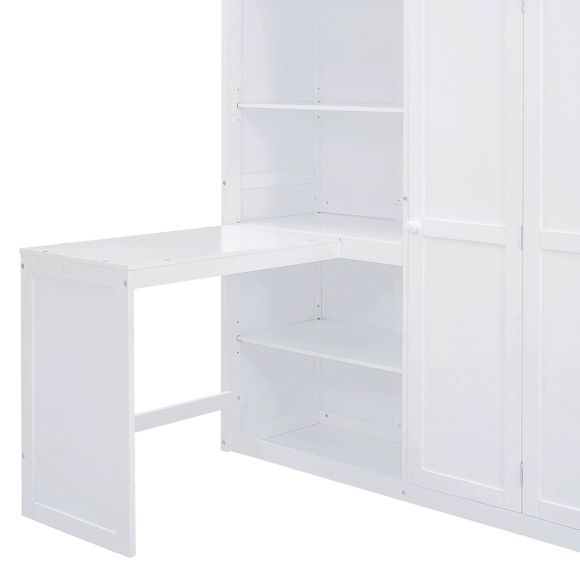 Loft Bed With Wardrobe, Desk And Shelves
