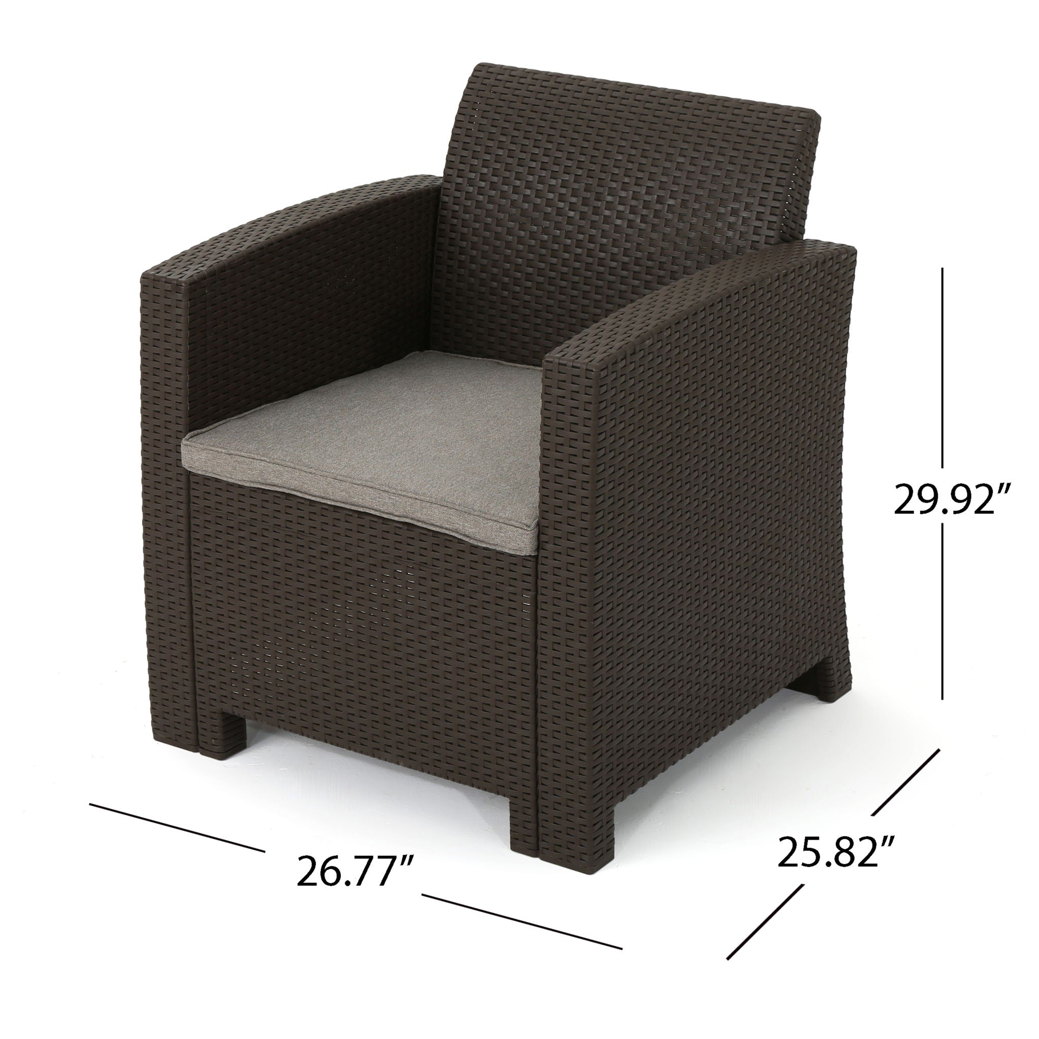 Outdoor Faux Wicker Rattan Style Chat Set With Water Resistant Cushions, 5 Pieces Set - Brown / Mix Beige