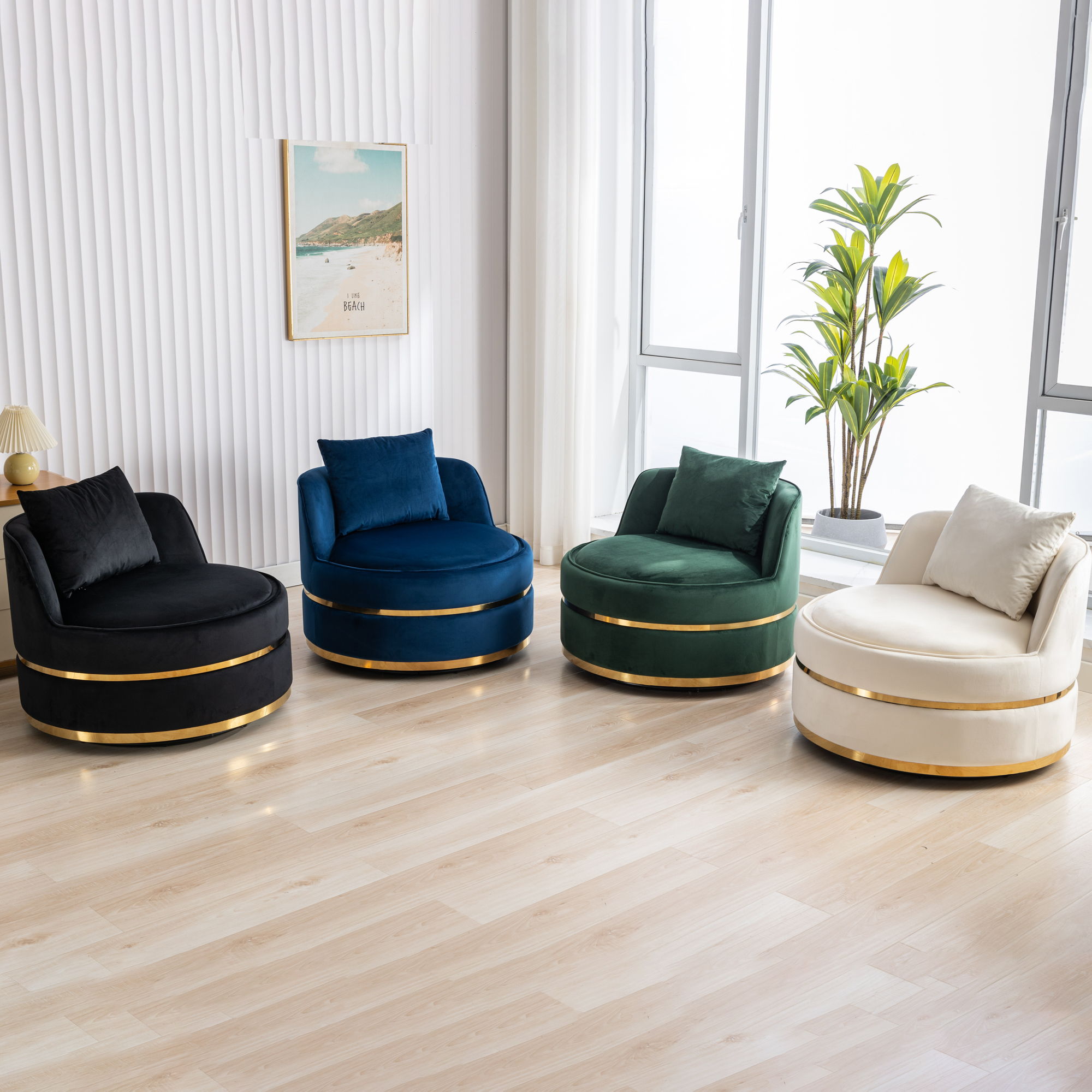 360 Degree Swivel Over Sized Upholstered Barrel Chair