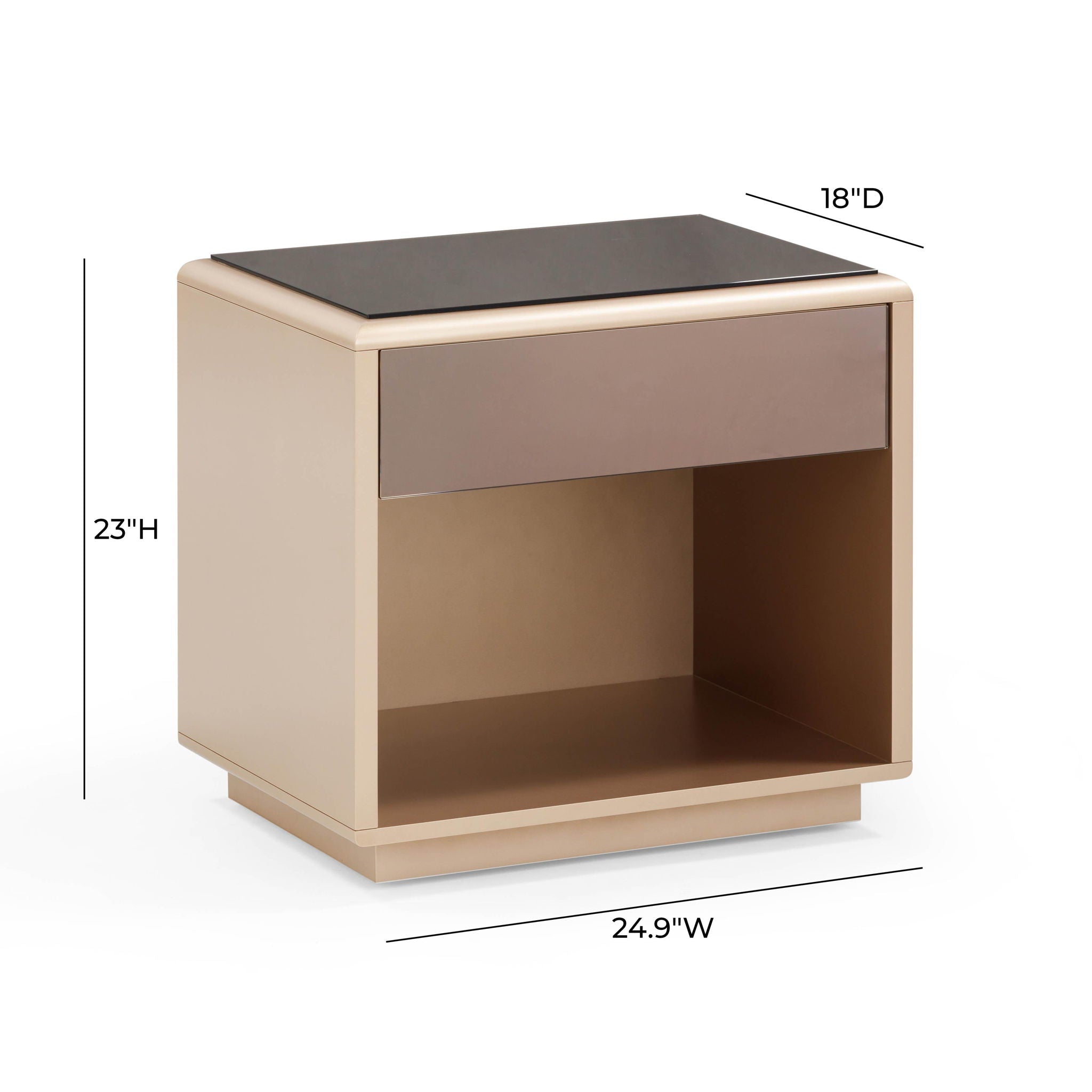 Martha - Mirrored Nightstand - Taupe
