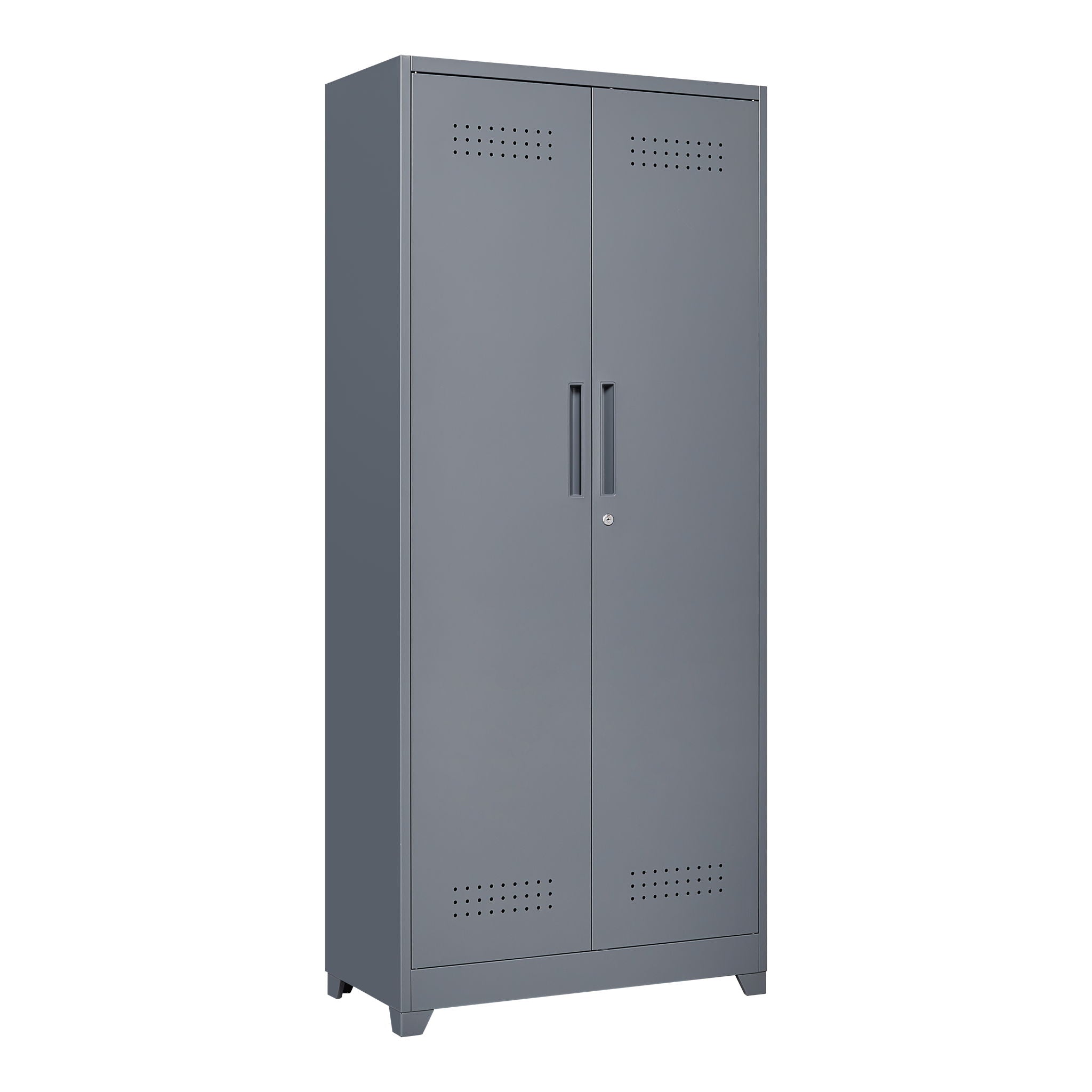 Metal Storage Cabinets, Cleaning Tool Cabinet With Locking Door, Tall Broom Tool Organizer And Storage, Large Storage Cabinet For Kitchen