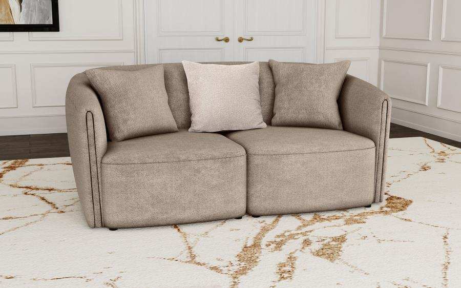 Townsend - Chenille Upholstered Rolled Arm Loveseat - Latte