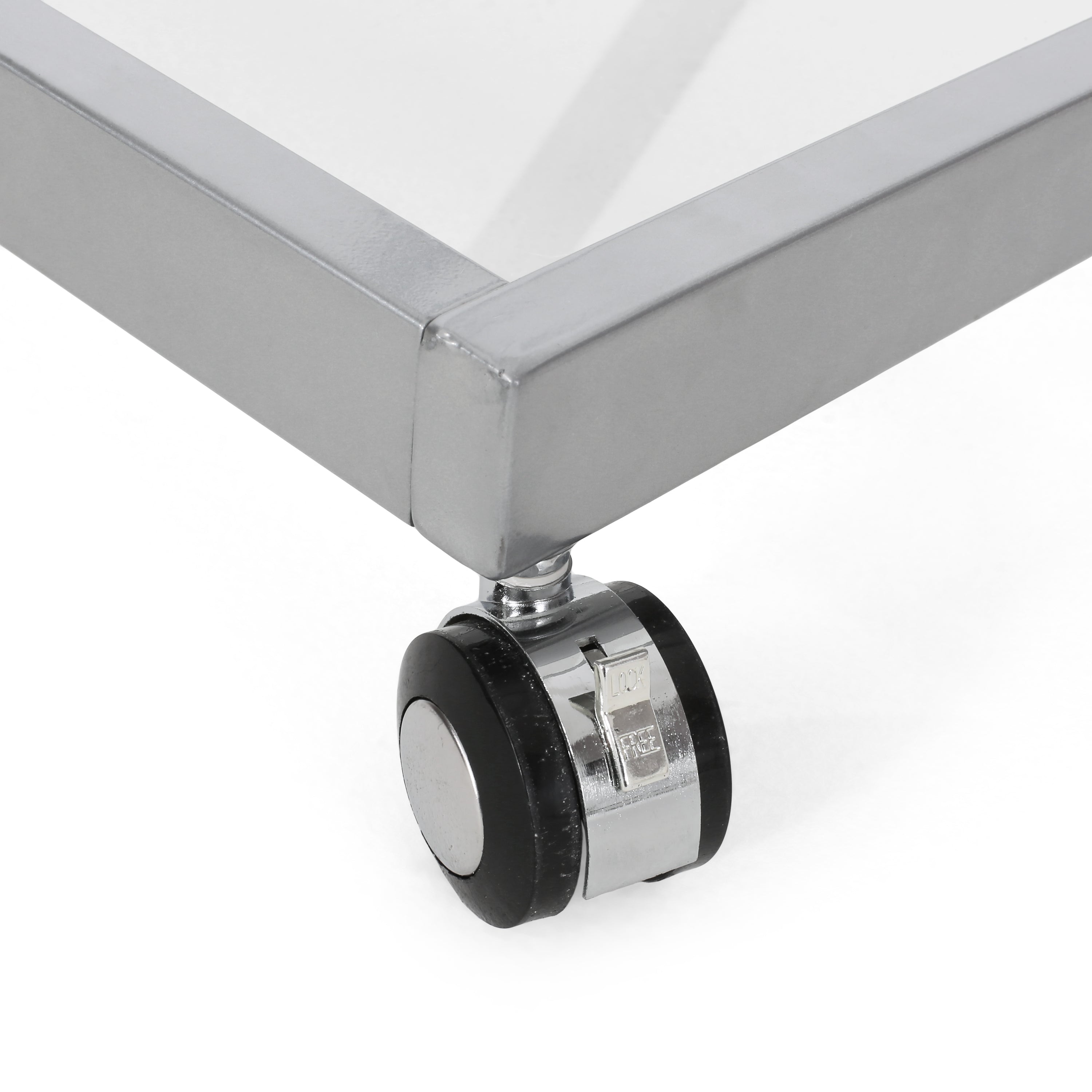 Modern Z-Shaped Bar Cart with Tempered Glass Shelves