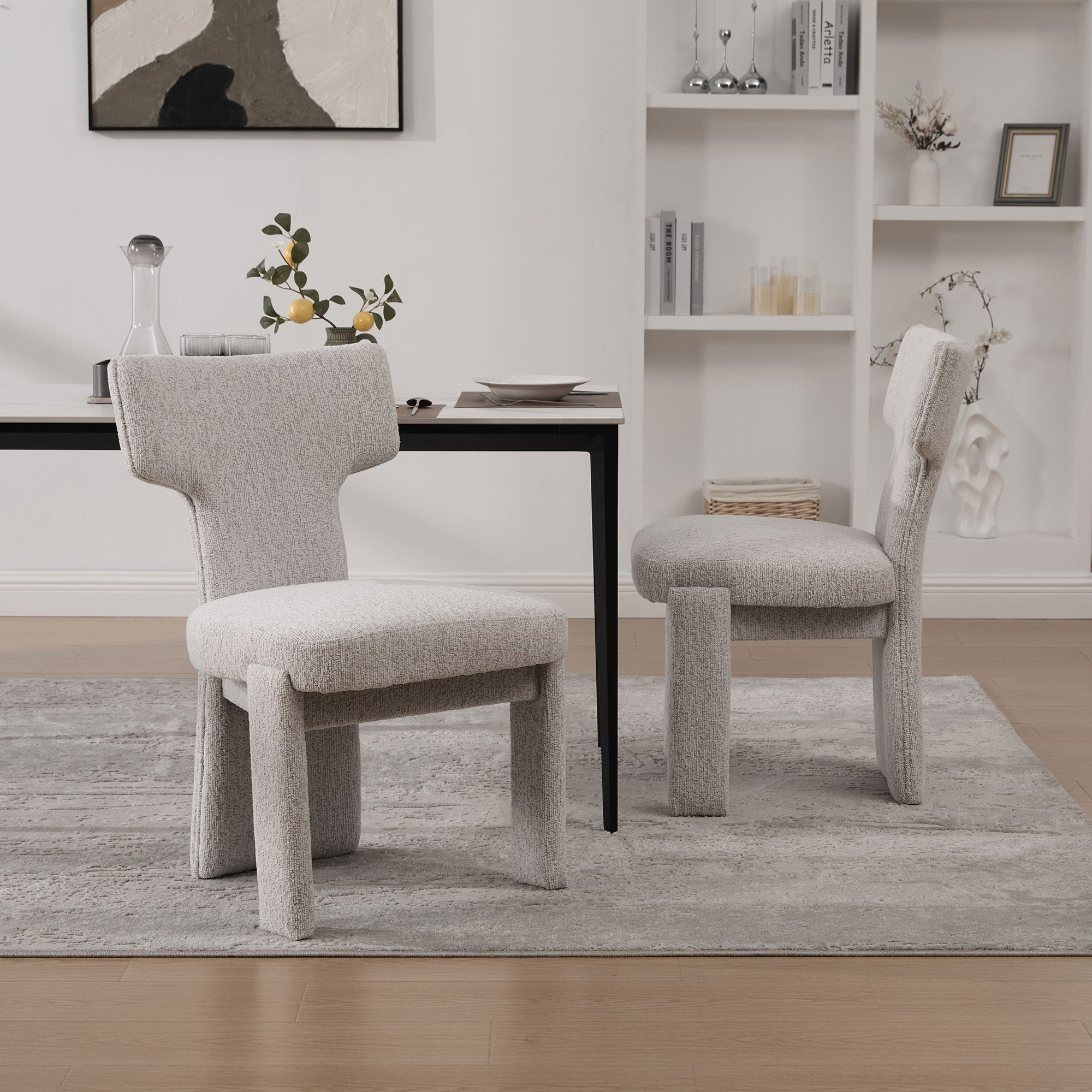 Armless Curved Back Accent Chairs (Set of 2)