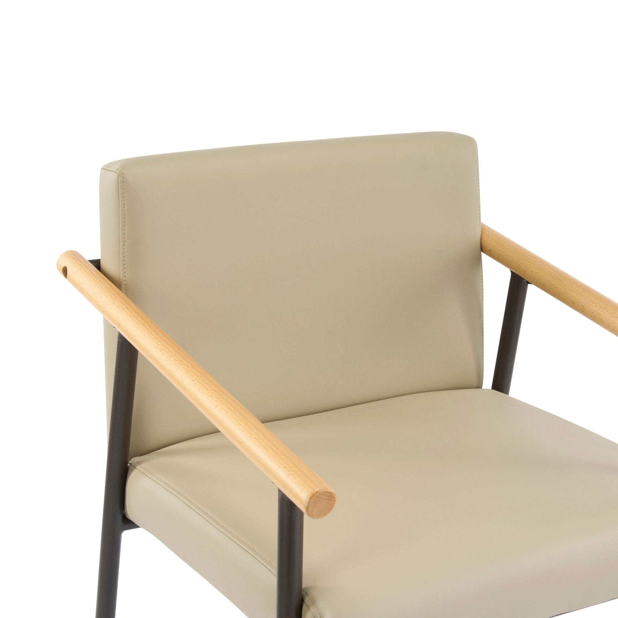 Mid Century Modern Counter Stool Set With Espresso Metal Frame - Khaki