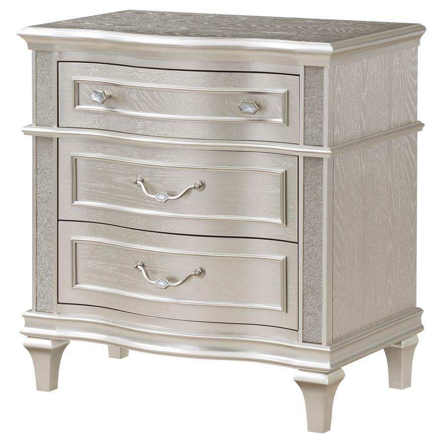 Evangeline - 3-Drawer Nightstand - Silver Oak - Best Buy Furniture
