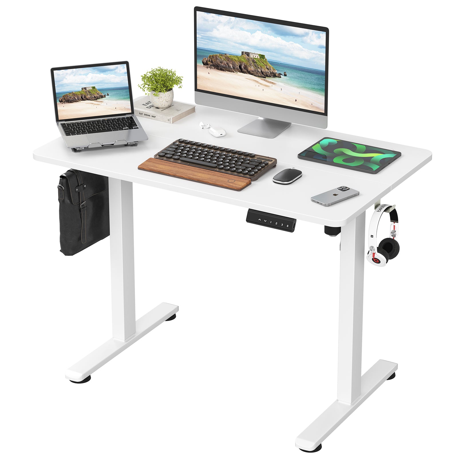STARY Electric Standing Desk Adjustable Height White - Best Buy Furniture