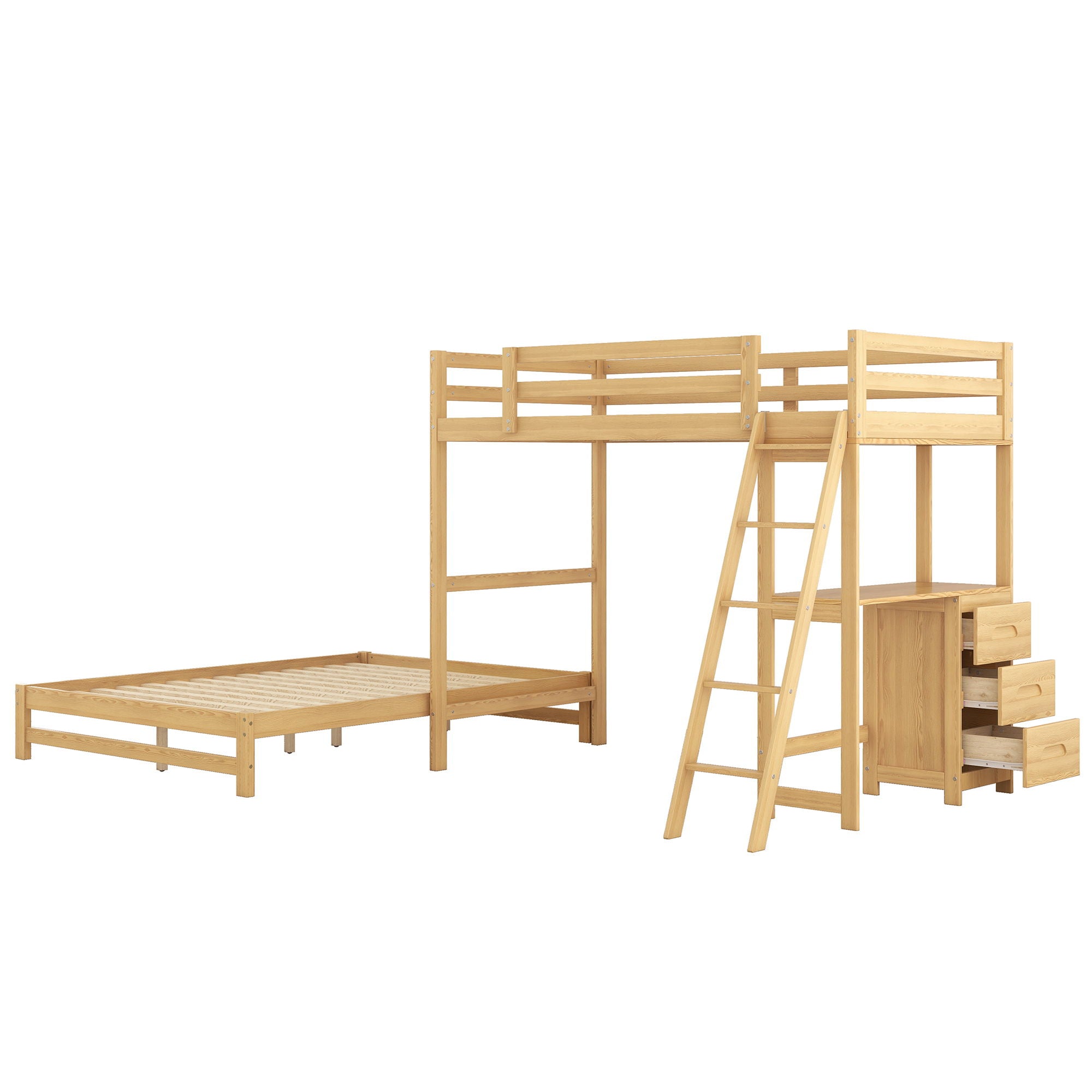 Bunk Bed With Built In Desk And 3 Drawers