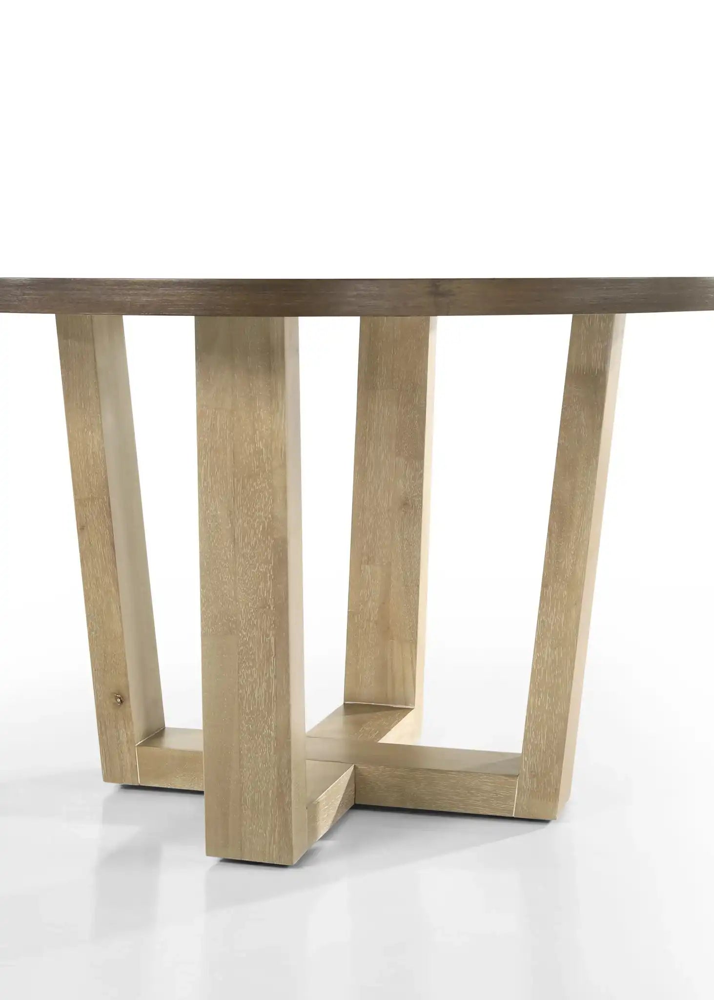 Brutus - Contemporary Round Dining Table With Wheat Colored Base - Vintage Walnut - Best Buy Furniture