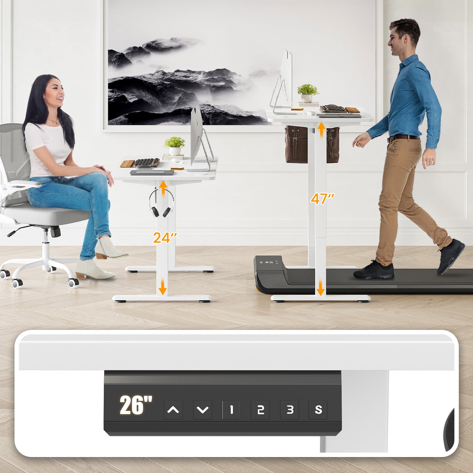 STARY Electric Standing Desk Adjustable Height White - Best Buy Furniture