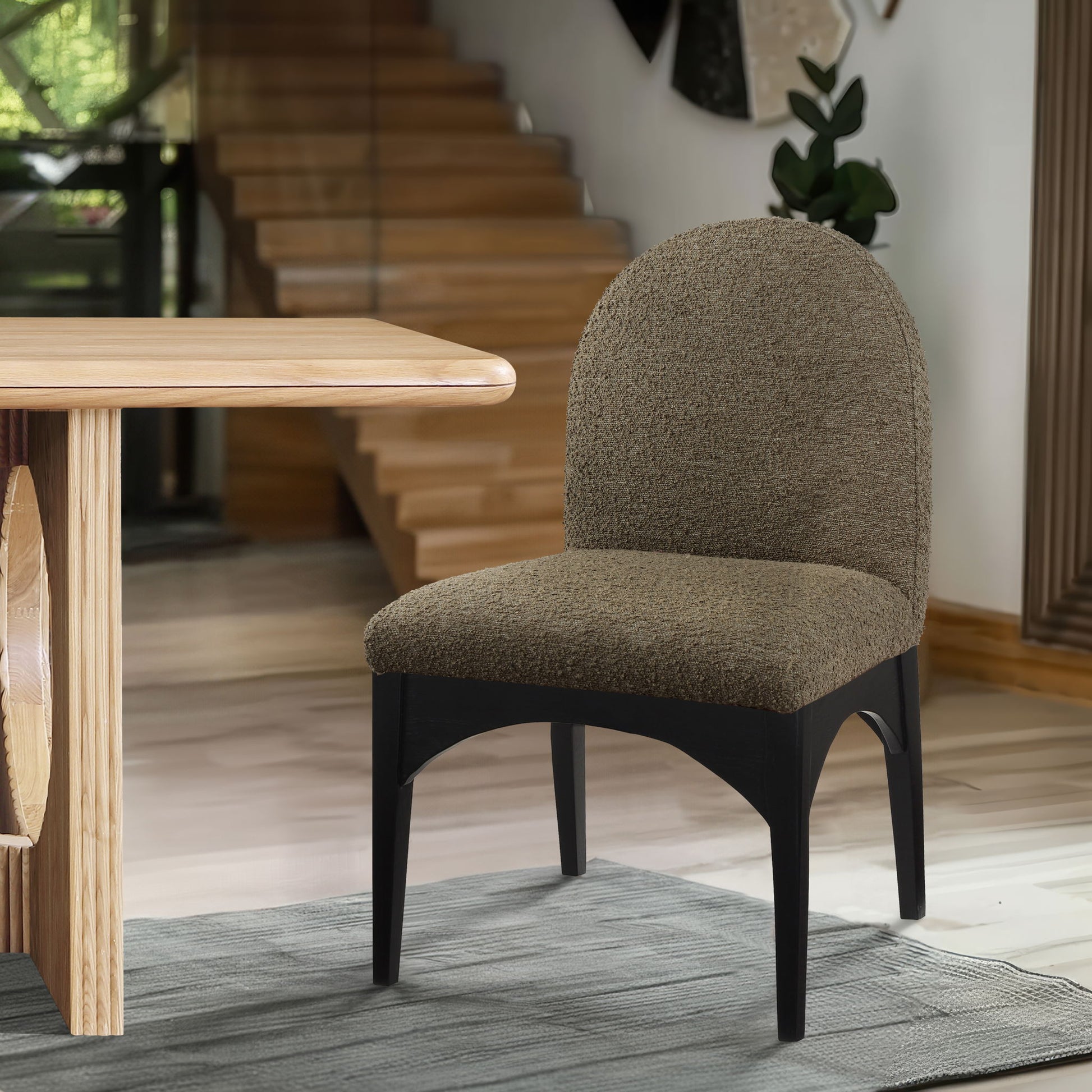 Waldorf - Boucle Dining Side Chair With Black Legs - Best Buy Furniture