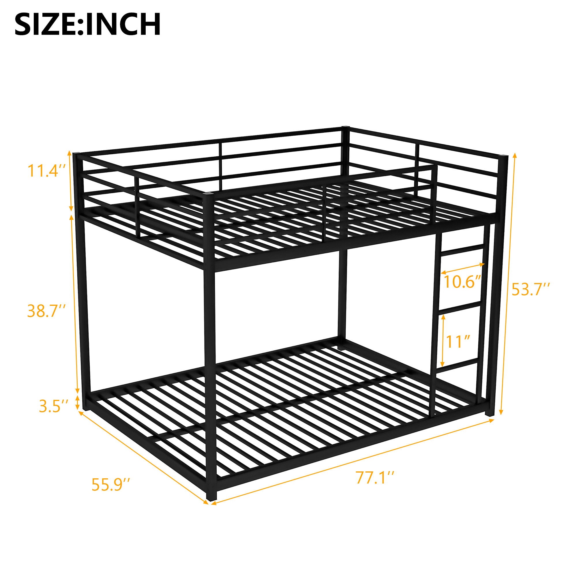Metal Bunk Bed, Low Bunk Bed With Ladder