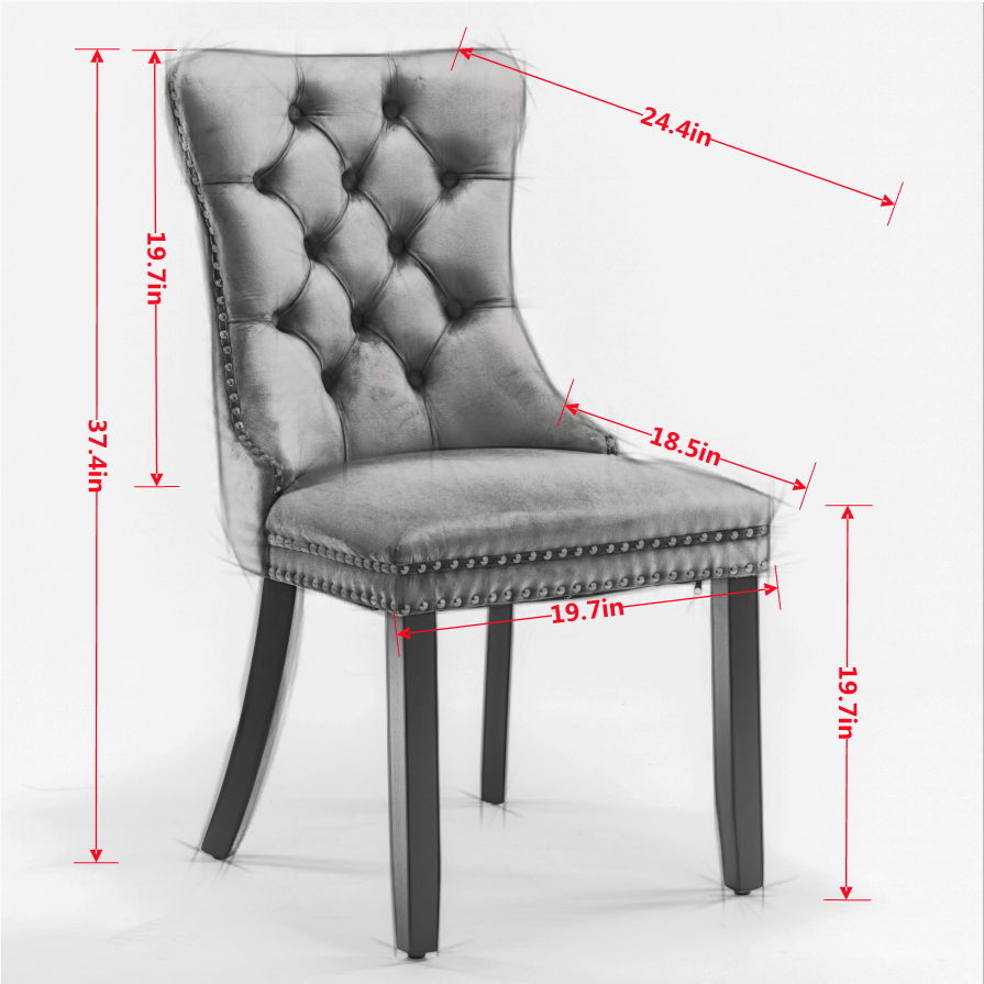 Nikki - Modern, High-End Tufted Solid Wood Contemporary Velvet Upholstered Dining Chair With Wood Legs Nailhead Trim (Set of 2)