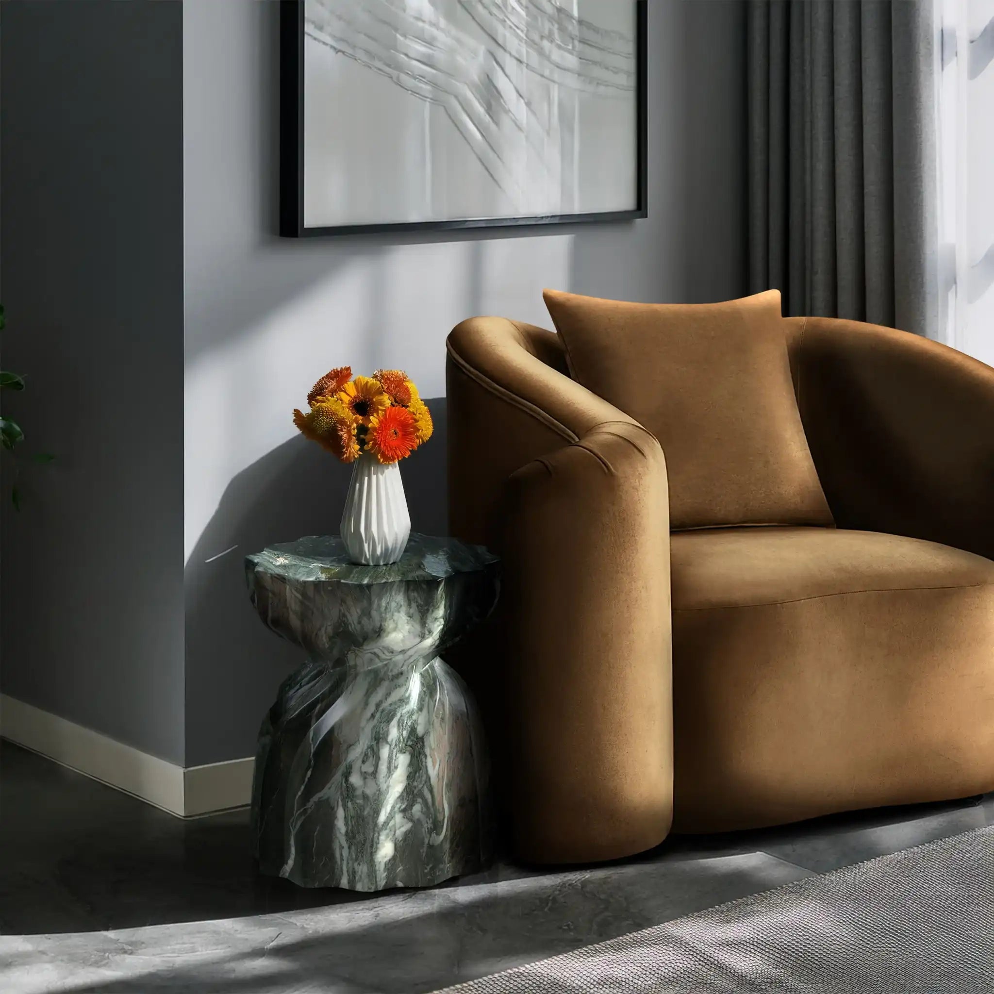 Caserta - Marble Finish Concrete End Table
